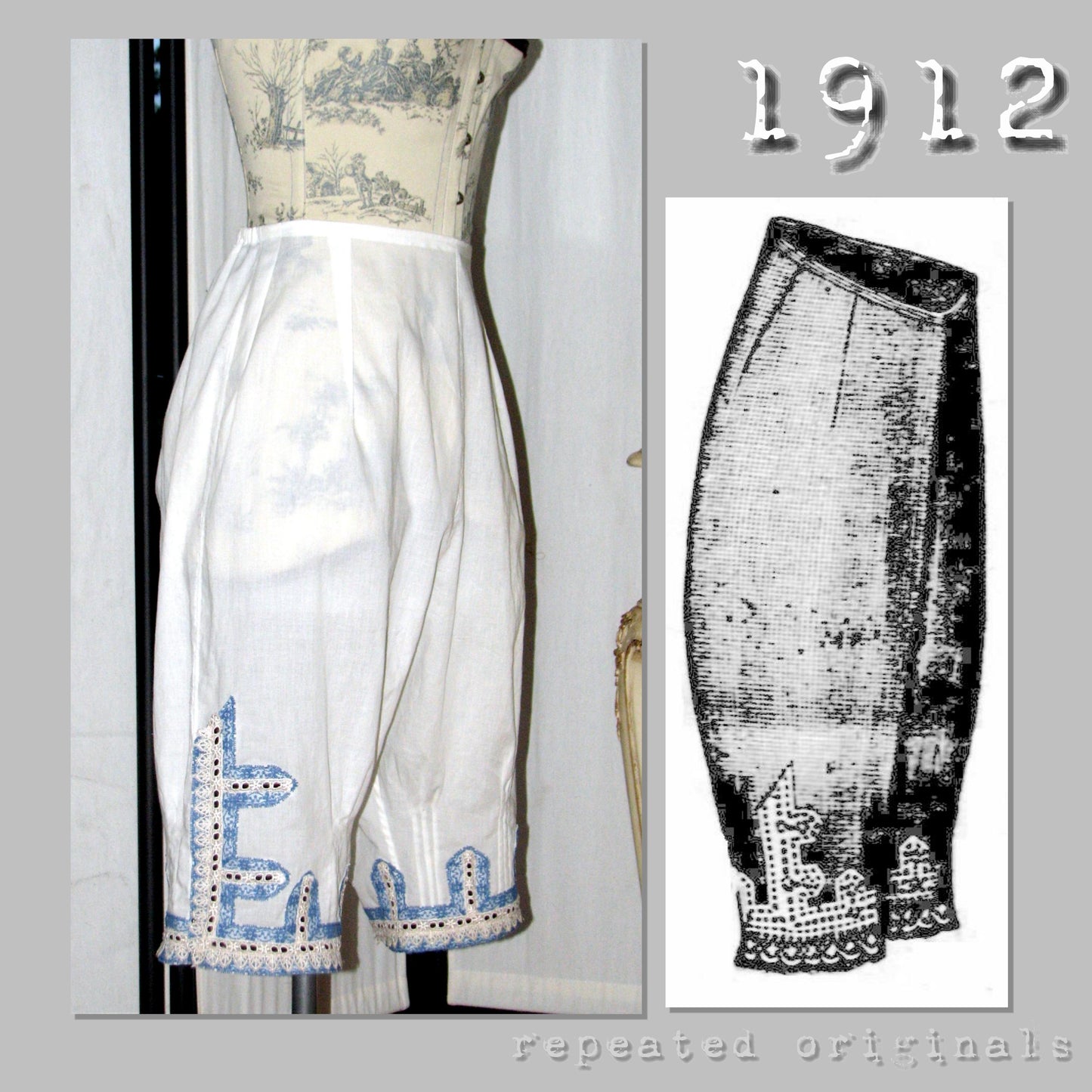 1912 Lingerie for Lady (96cm Bust) Sewing Pattern - INSTANT DOWNLOAD PDF