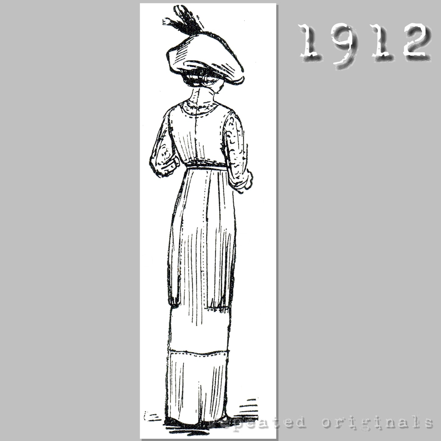 1912 Dress with Guipure Blouse Sewing Pattern - INSTANT DOWNLOAD PDF