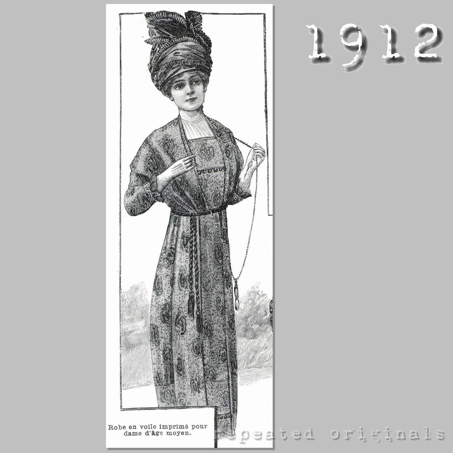1912 Voile Dress for an Older Lady Sewing Pattern - INSTANT DOWNLOAD PDF