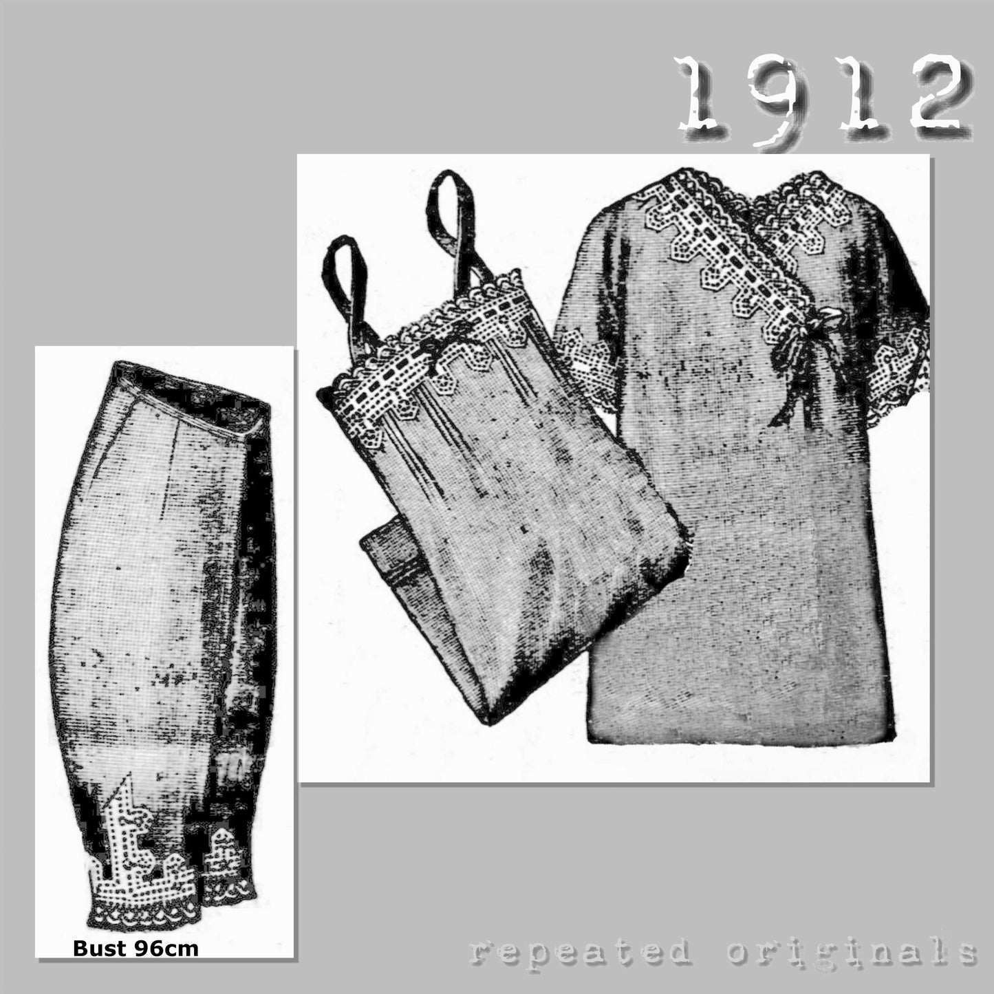 1912 Lingerie for Lady (96cm Bust) Sewing Pattern - INSTANT DOWNLOAD PDF