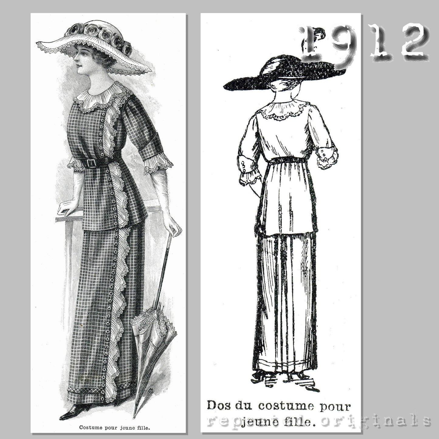 1912 Dress for Young Lady Sewing Pattern - INSTANT DOWNLOAD PDF