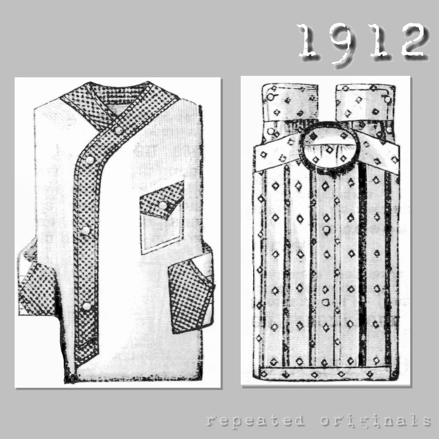 1912 Men's Day and Night Shirts Sewing Pattern - INSTANT DOWNLOAD PDF