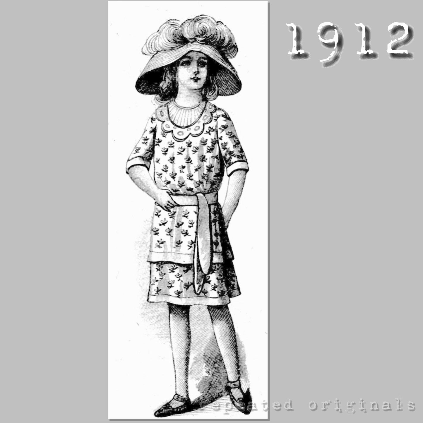 1912 Dress for Girl 6 - 8 Years Sewing Pattern - INSTANT DOWNLOAD PDF