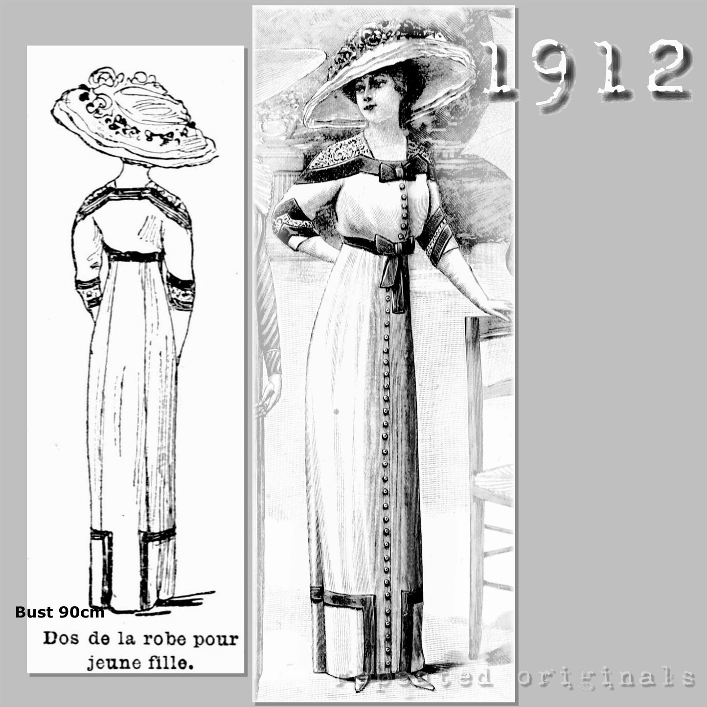 1912 Young Lady's Linen Dress Sewing Pattern - INSTANT DOWNLOAD PDF