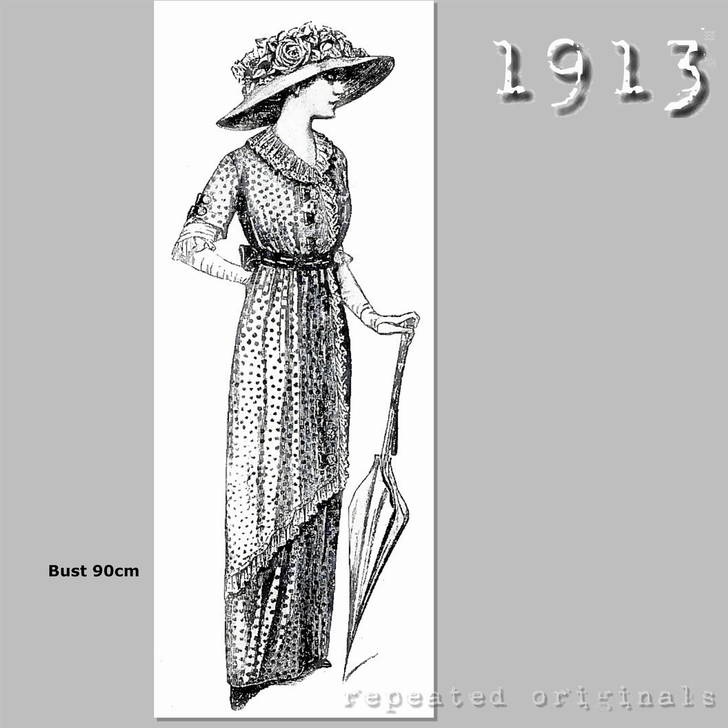 1913 Summer Dress Sewing Pattern - INSTANT DOWNLOAD PDF