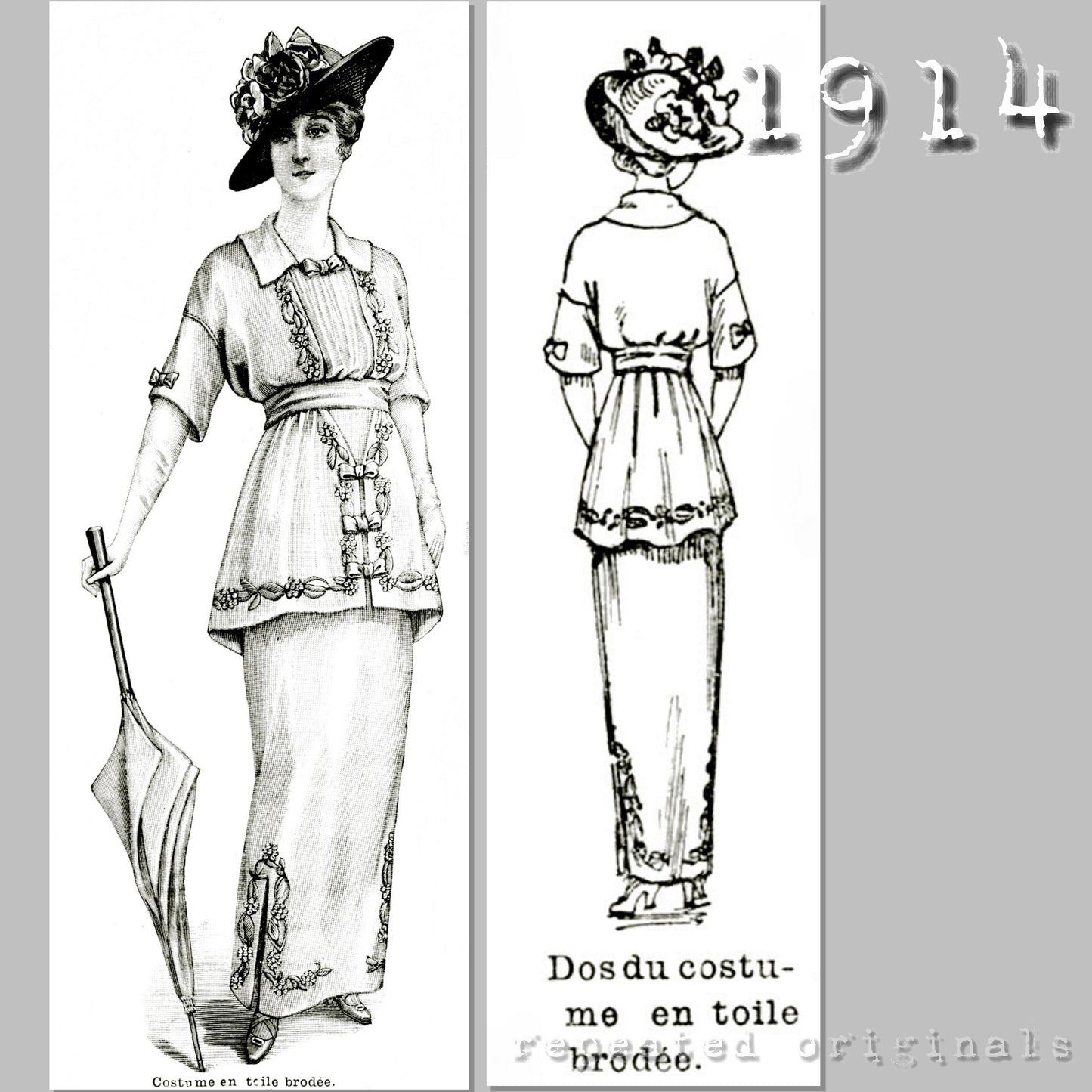 1914 Embroidered Linen Suit (96cm bust) Sewing Pattern - INSTANT DOWNLOAD PDF