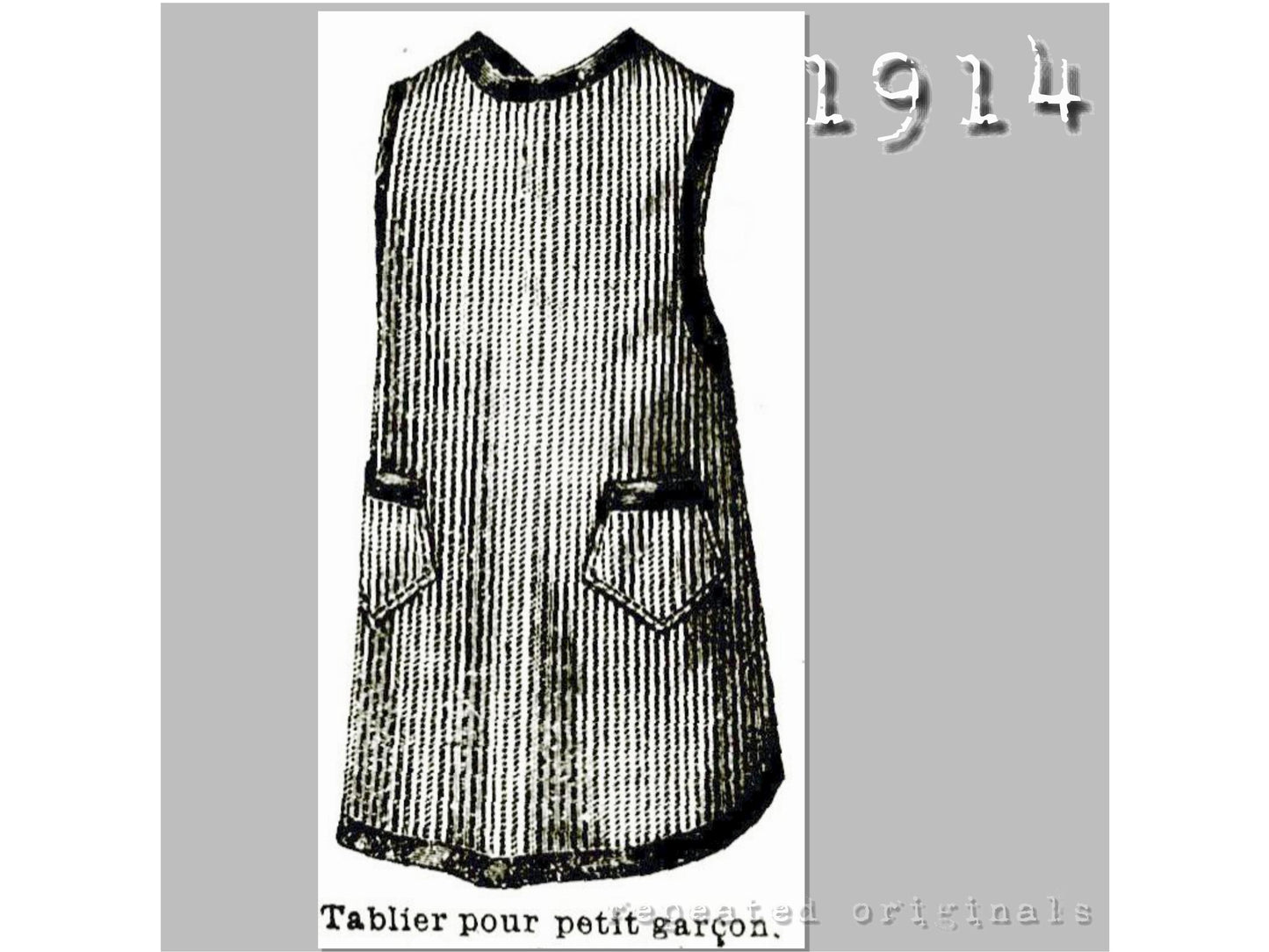 1914 Apron for a Young Boy (Chest 62cm) Sewing Pattern - INSTANT DOWNLOAD PDF