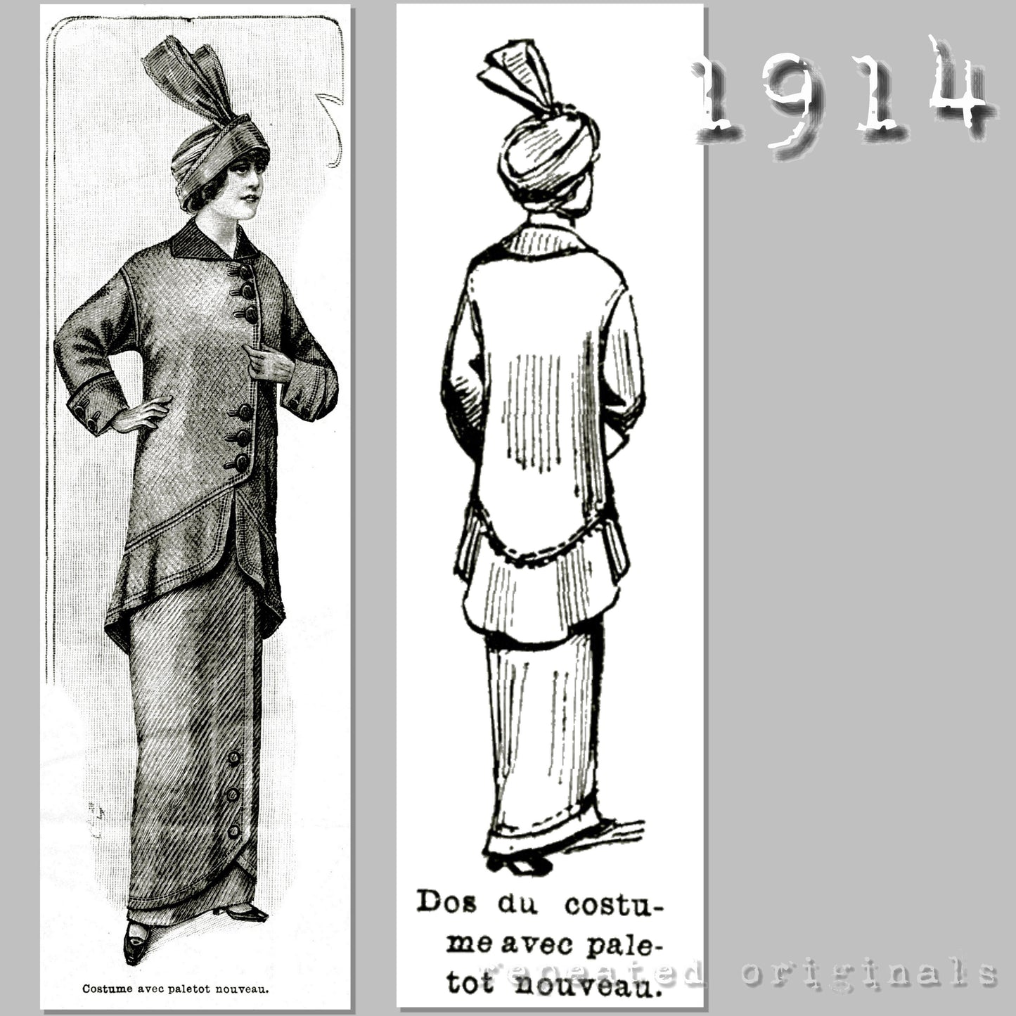 1914 Suit with New Style Coat Sewing Pattern - INSTANT DOWNLOAD PDF
