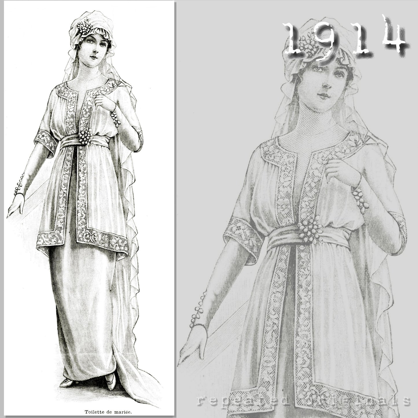 1914 Wedding Dress Sewing Pattern - INSTANT DOWNLOAD PDF