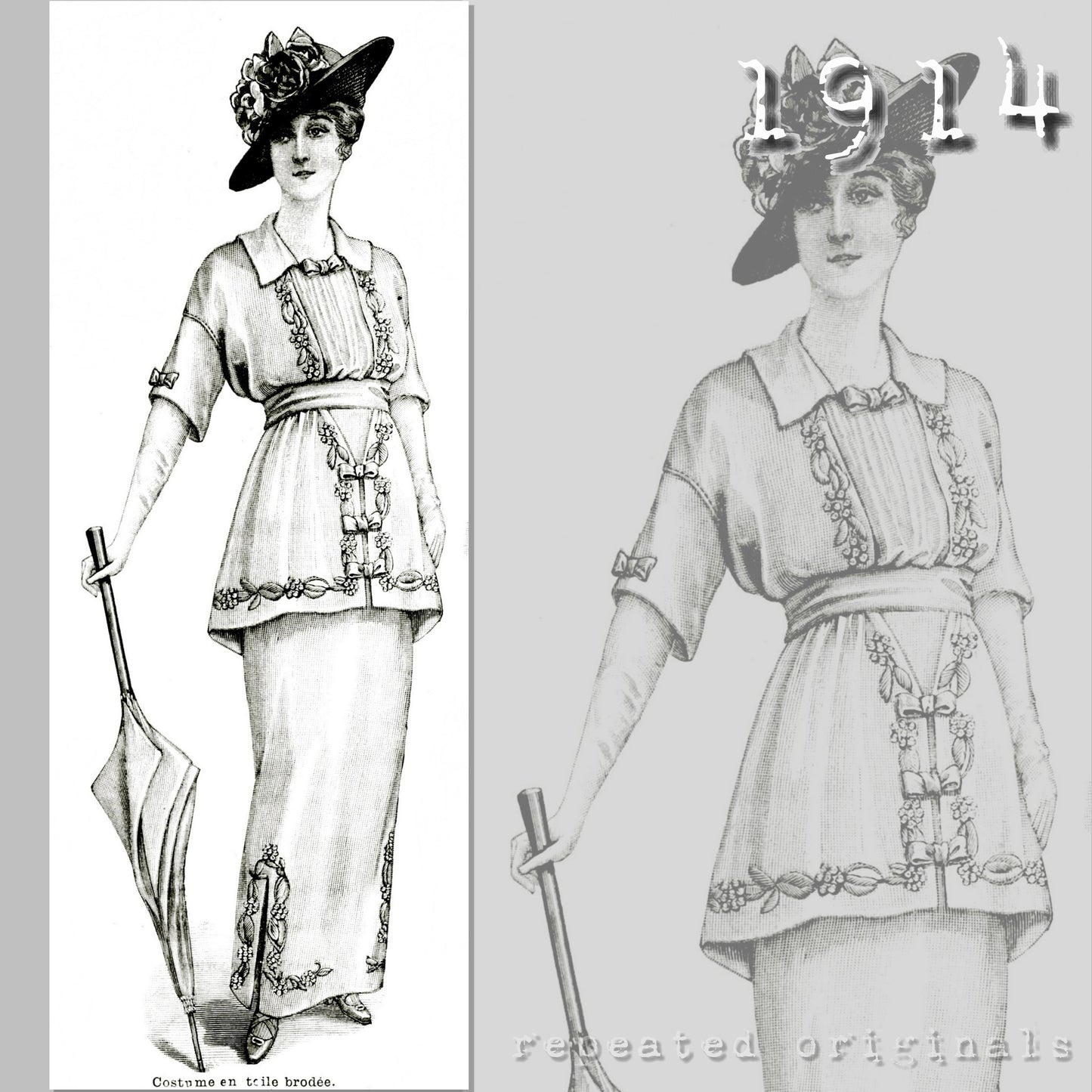 1914 Embroidered Linen Suit (96cm bust) Sewing Pattern - INSTANT DOWNLOAD PDF