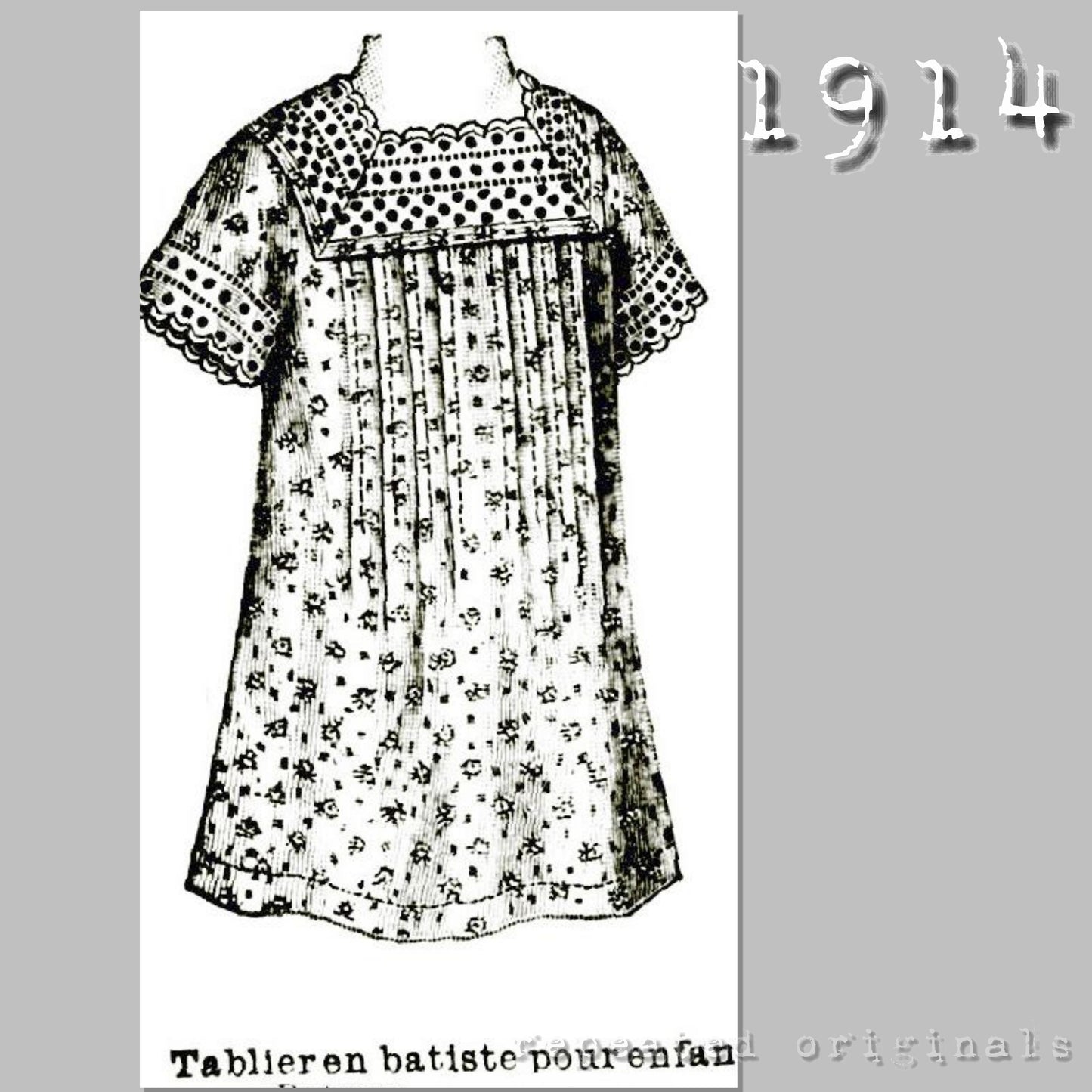1914 Batiste Apron for Young Girl (Chest 60cm) Sewing Pattern - INSTANT DOWNLOAD PDF