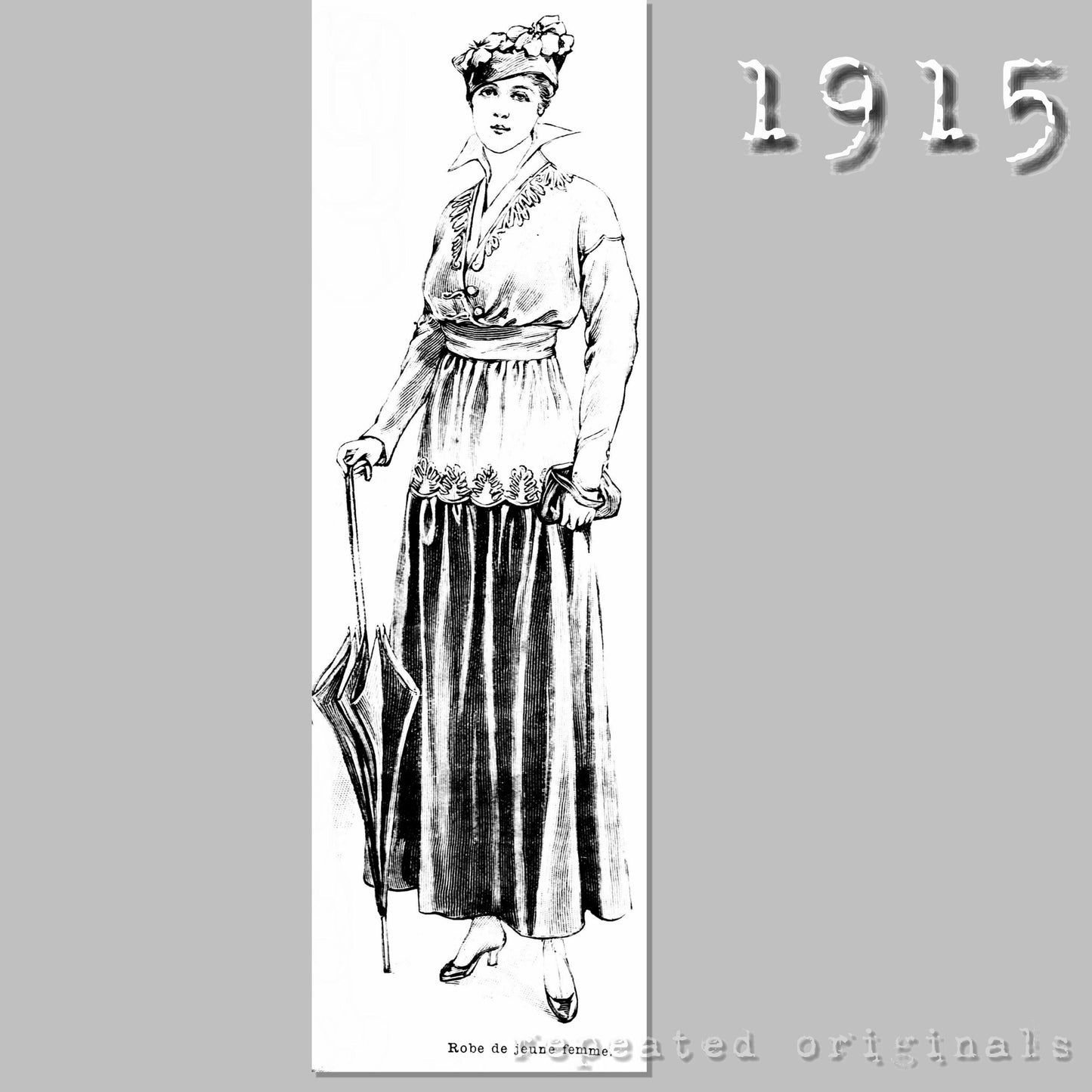 1915 Young Lady's Dress (Bust 98cm) Sewing Pattern - INSTANT DOWNLOAD PDF