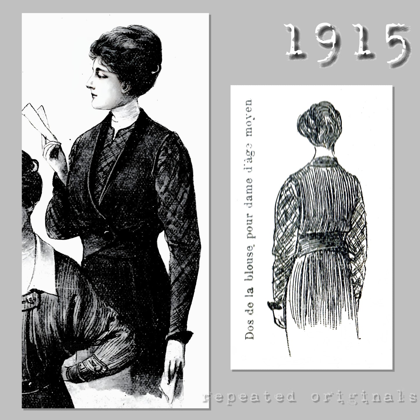 1915 Blouse Sewing Pattern - INSTANT DOWNLOAD PDF