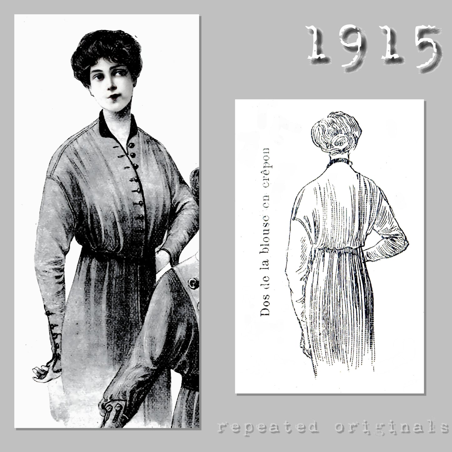 1915 Blouse Sewing Pattern - INSTANT DOWNLOAD PDF