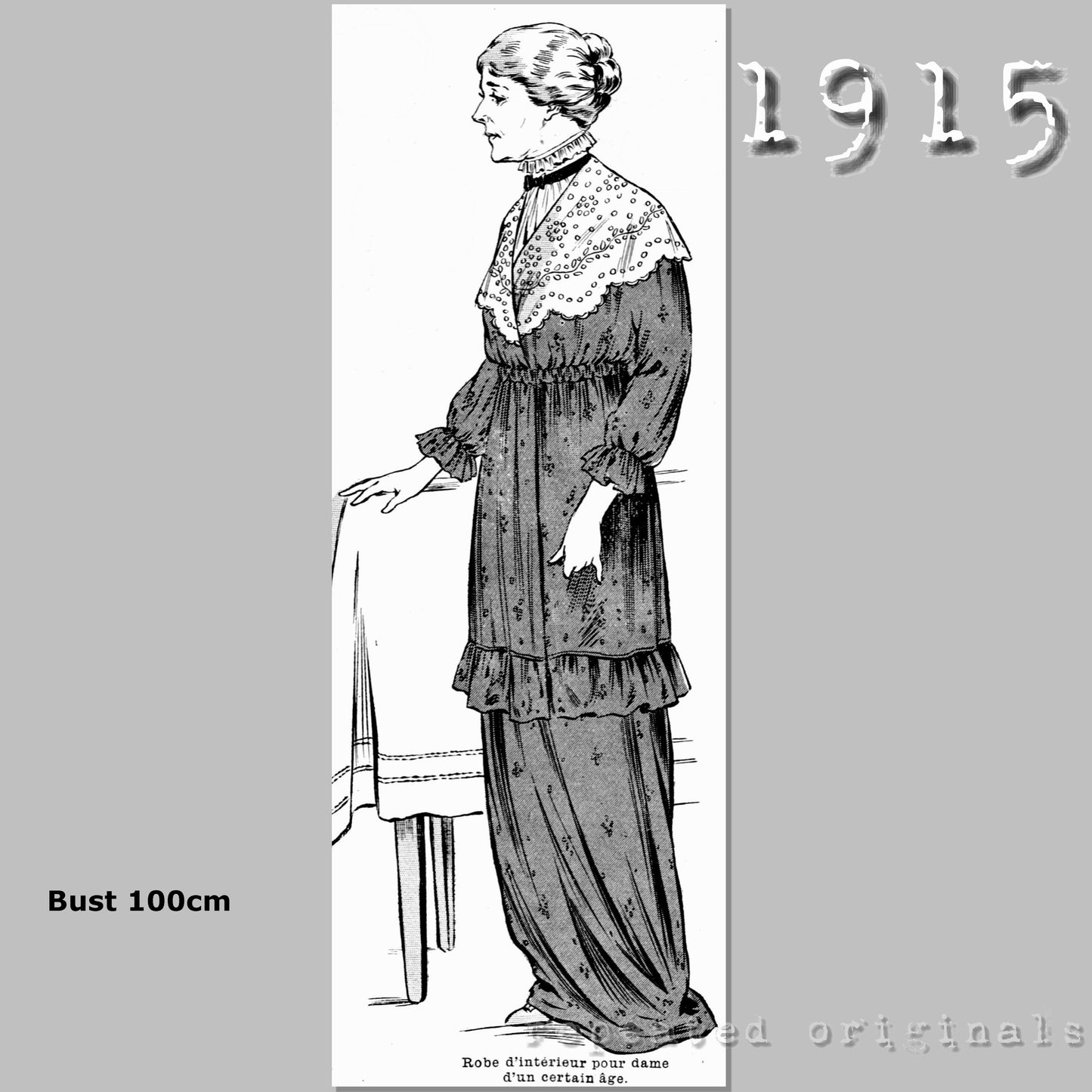1915 Interior Dress Sewing Pattern - INSTANT DOWNLOAD PDF