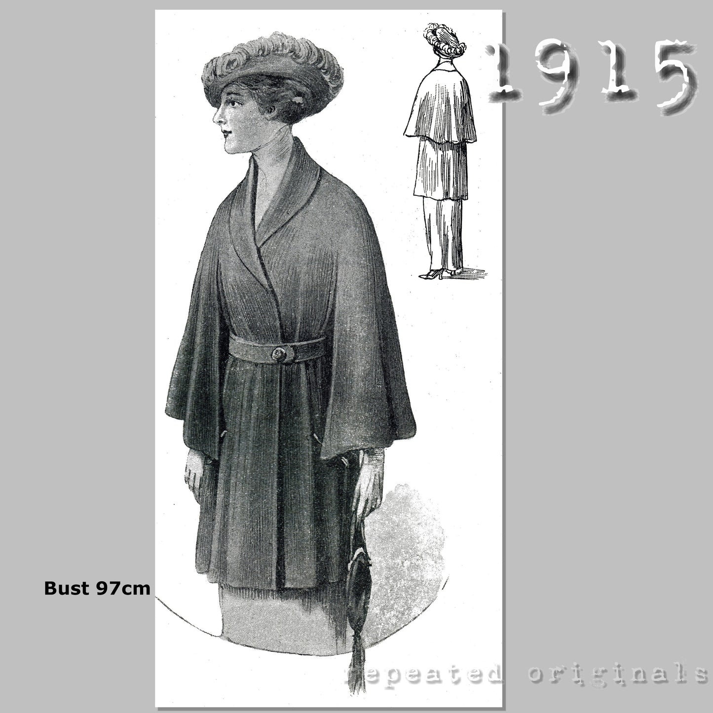 1915 Caped Jacket Sewing Pattern - INSTANT DOWNLOAD PDF