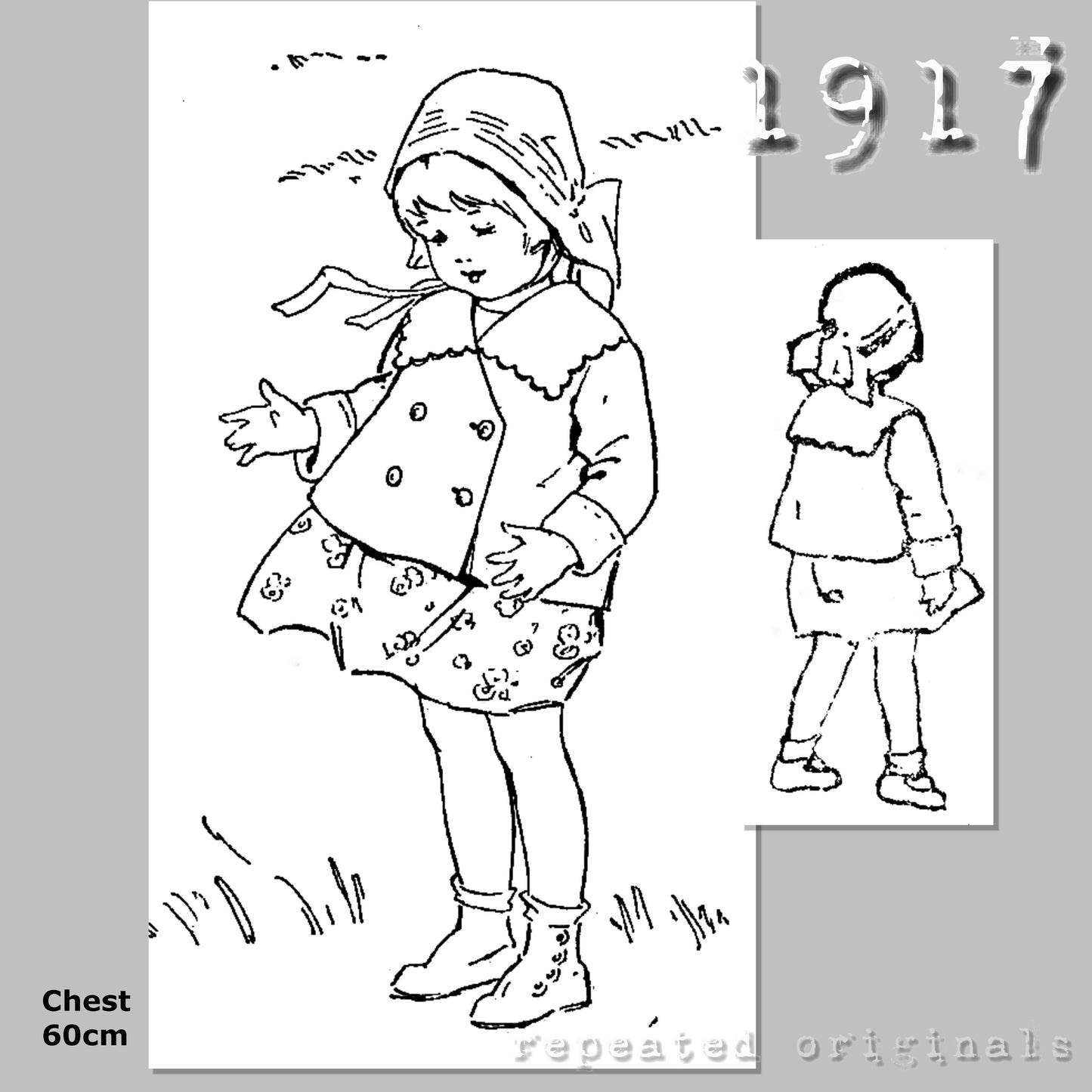 1917 Jacket and Bonnet for Girl 2 Years Sewing Pattern - INSTANT DOWNLOAD PDF