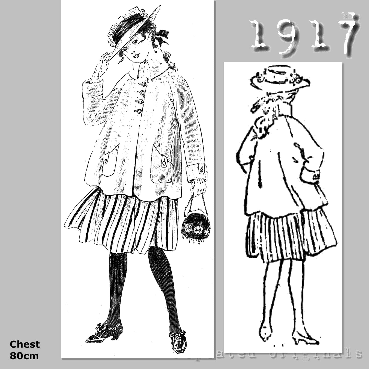 1917 Jacket for Girl 12 Years Sewing Pattern - INSTANT DOWNLOAD PDF