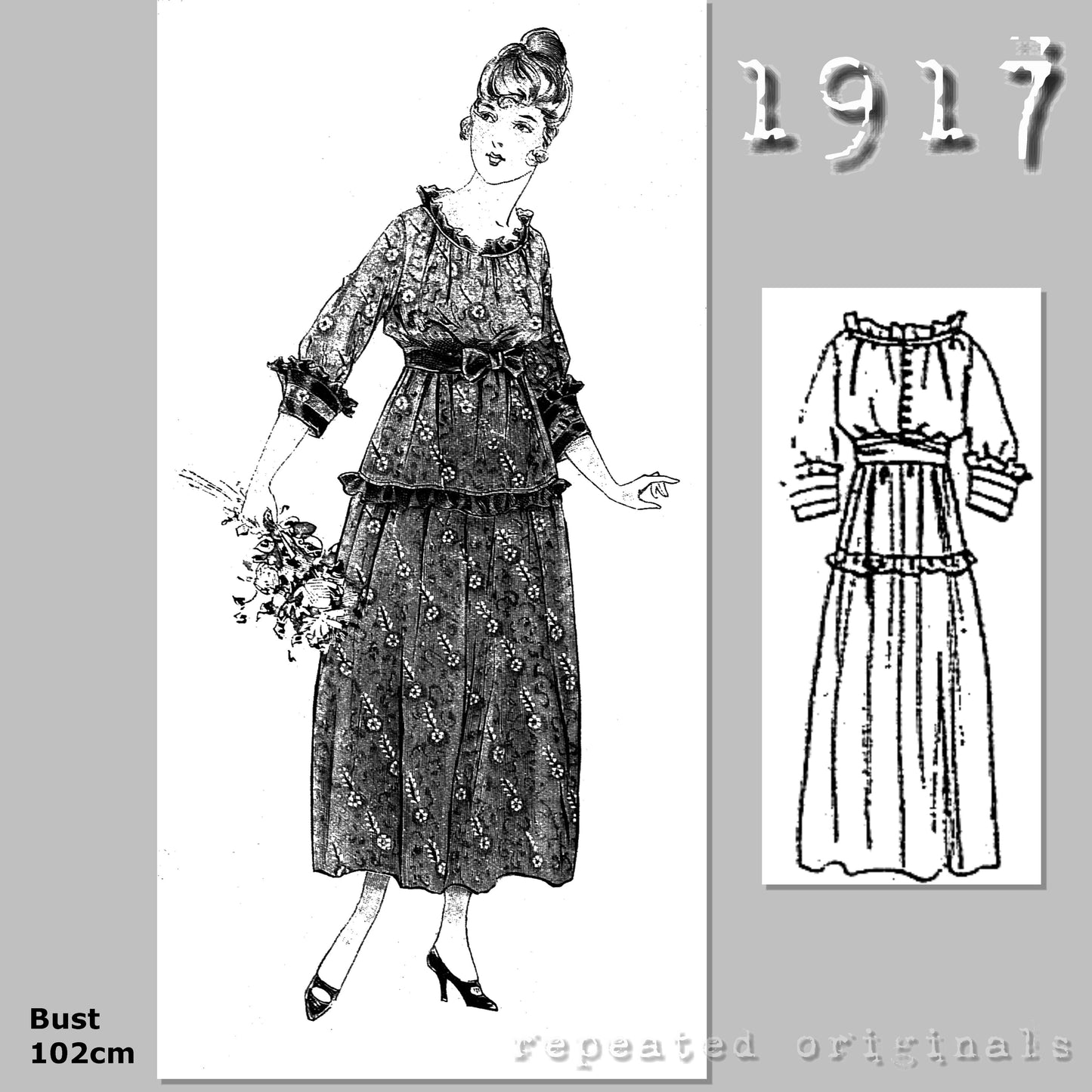 1917 Voile Dress Sewing Pattern - INSTANT DOWNLOAD PDF