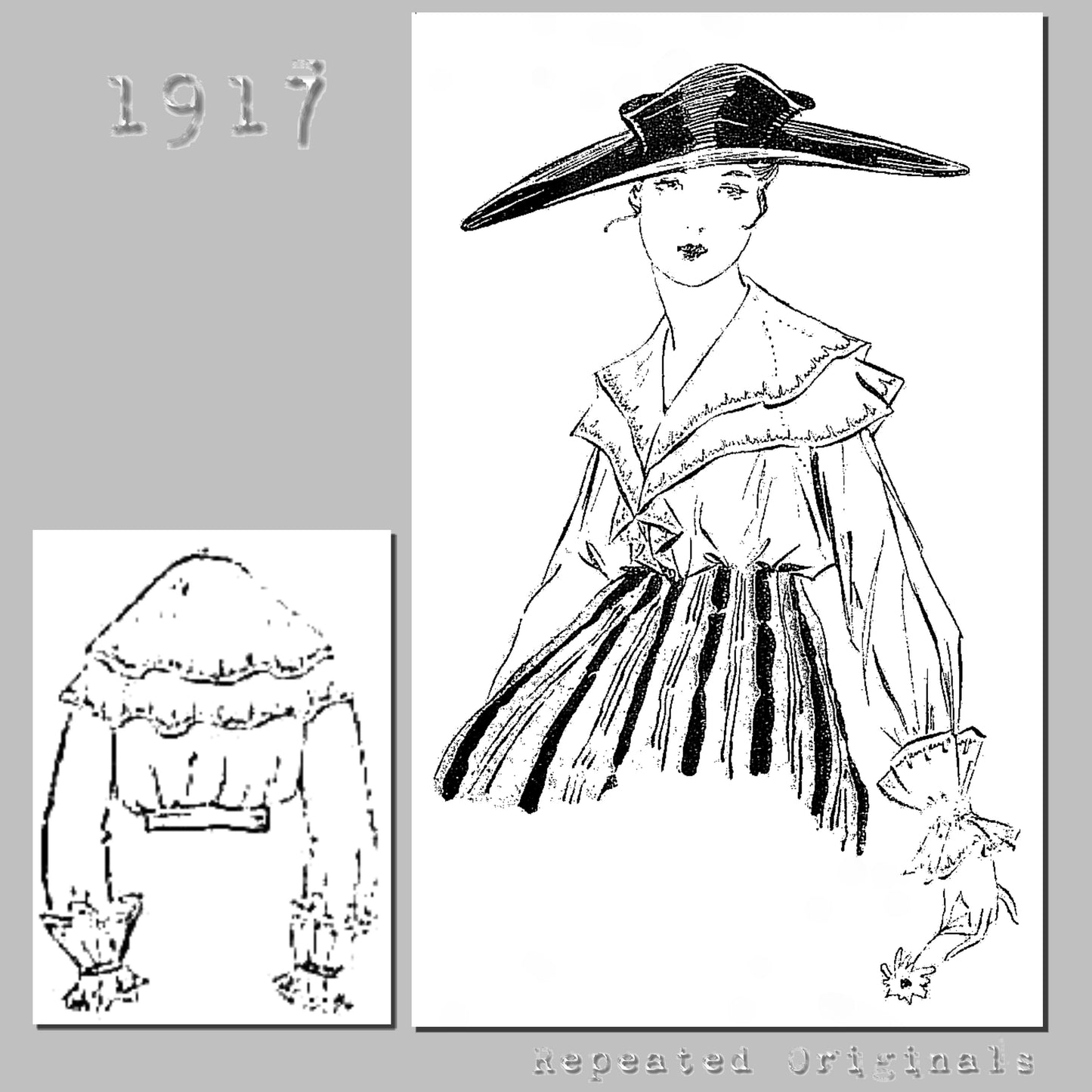 1917 Tulle Blouse (Bust 96cm) Sewing Pattern - INSTANT DOWNLOAD PDF