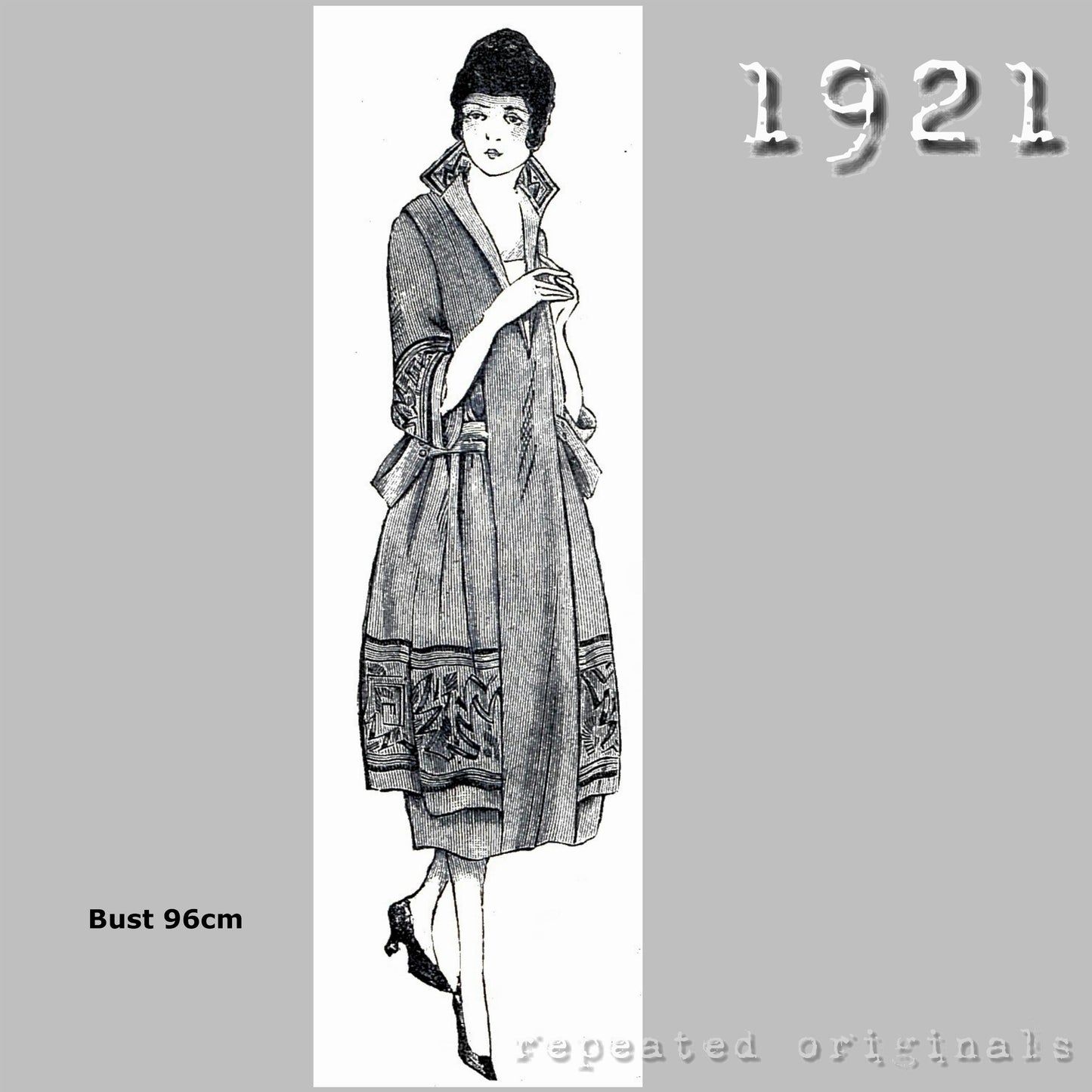 1921 Dress with Stand Up Collar Sewing Pattern - INSTANT DOWNLOAD PDF