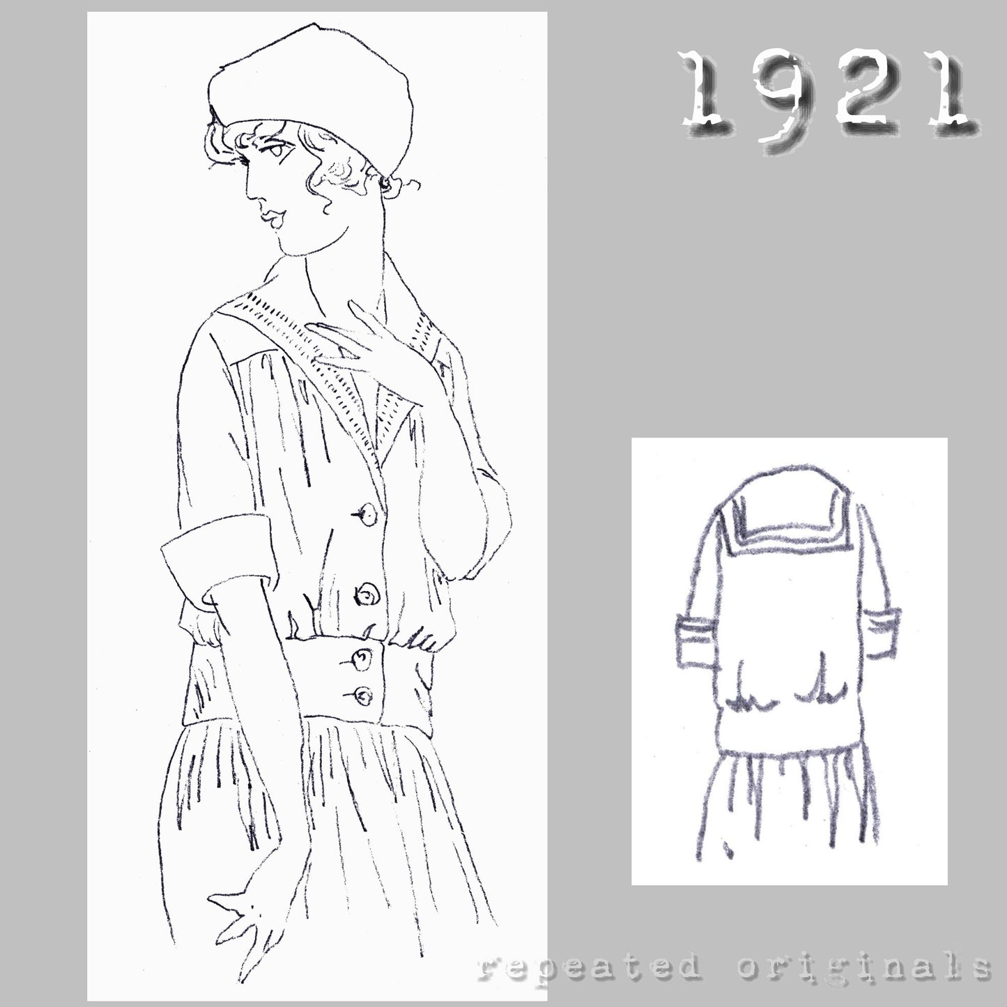 1921 Middy Blouse for Girl 15 Years Sewing Pattern - INSTANT DOWNLOAD PDF