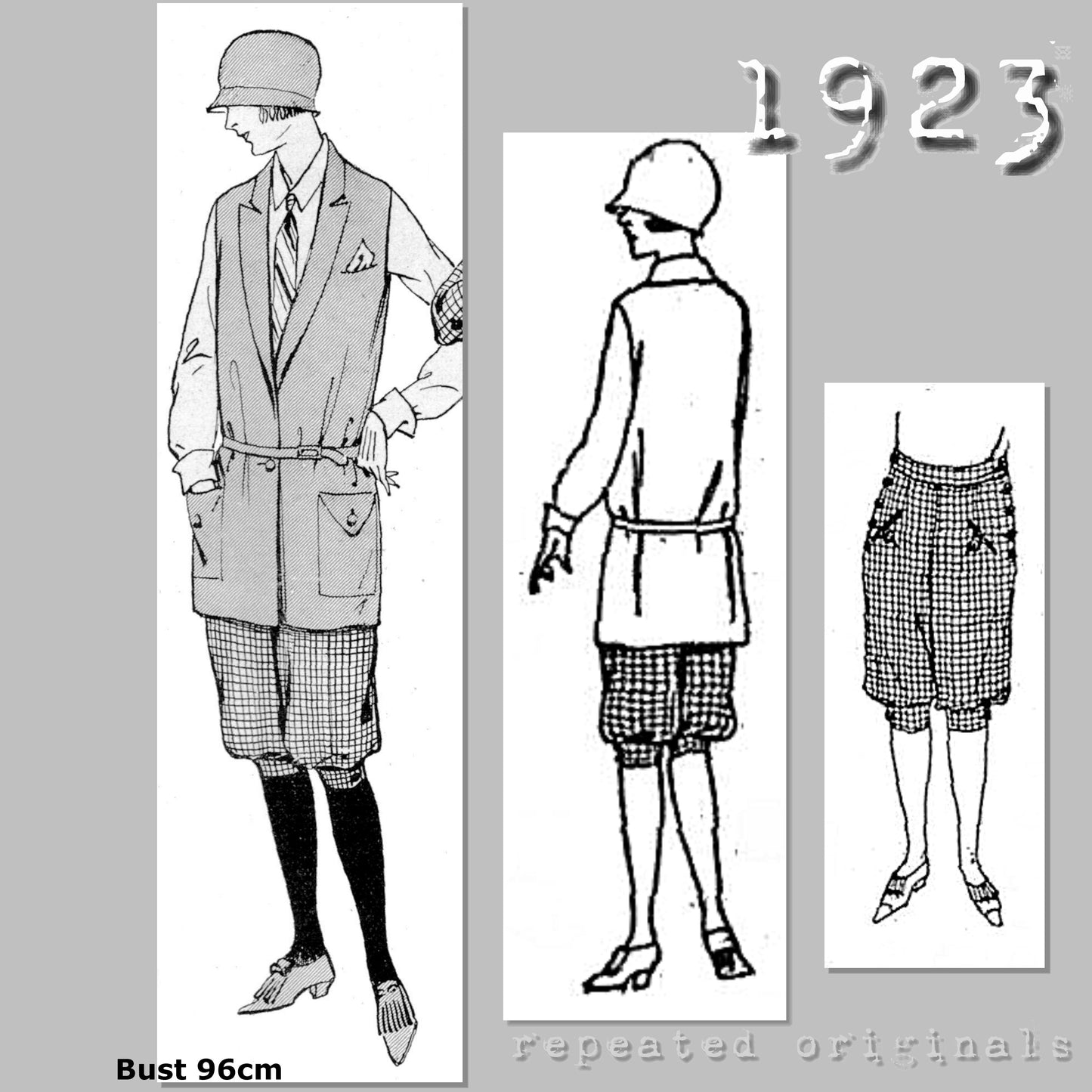1923 Sports Costume (Sleeveless Vest and Knickerbockers) Sewing Pattern - INSTANT DOWNLOAD PDF
