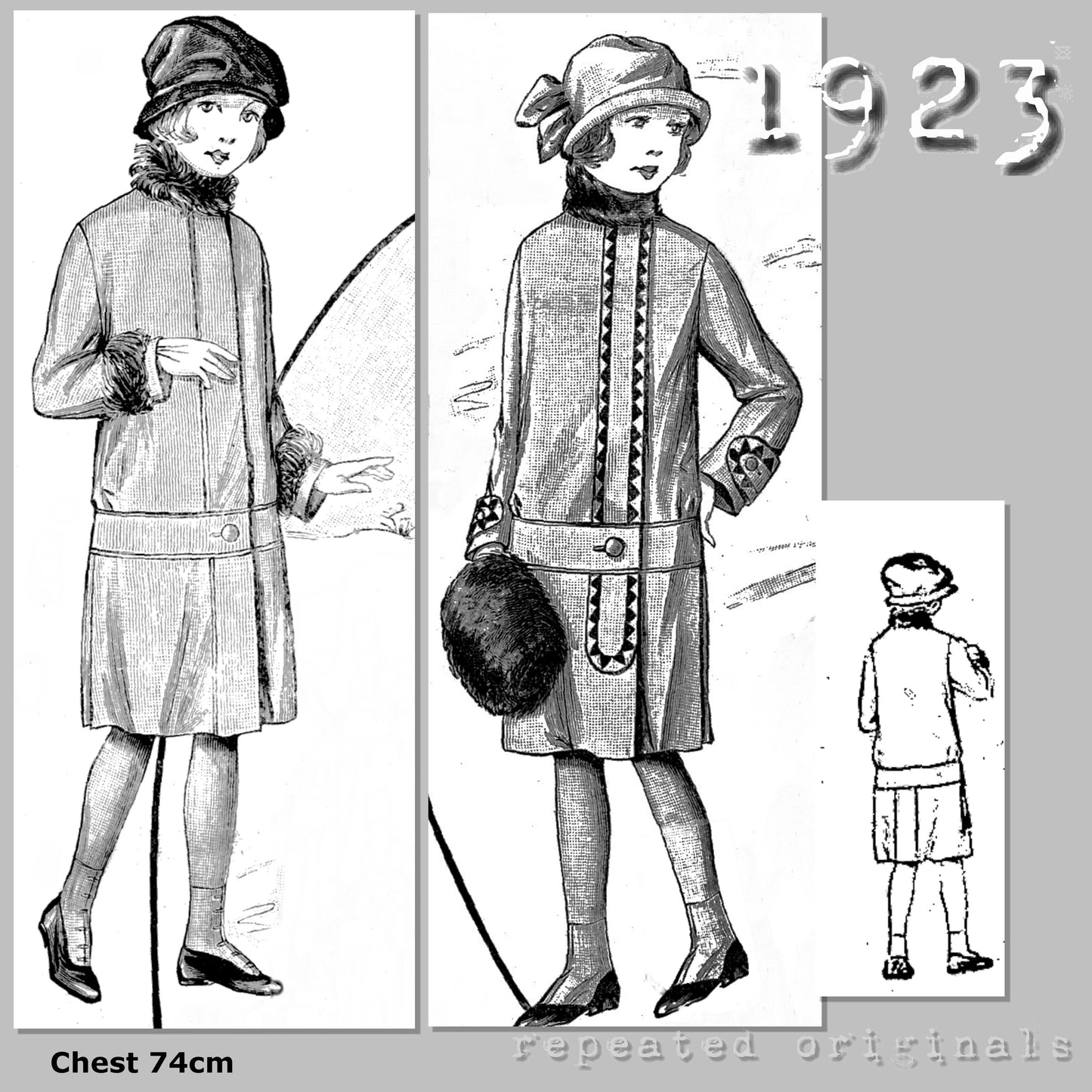 1923 Two Styles of Coat for Girl 8-10 Years Sewing Pattern - INSTANT DOWNLOAD PDF