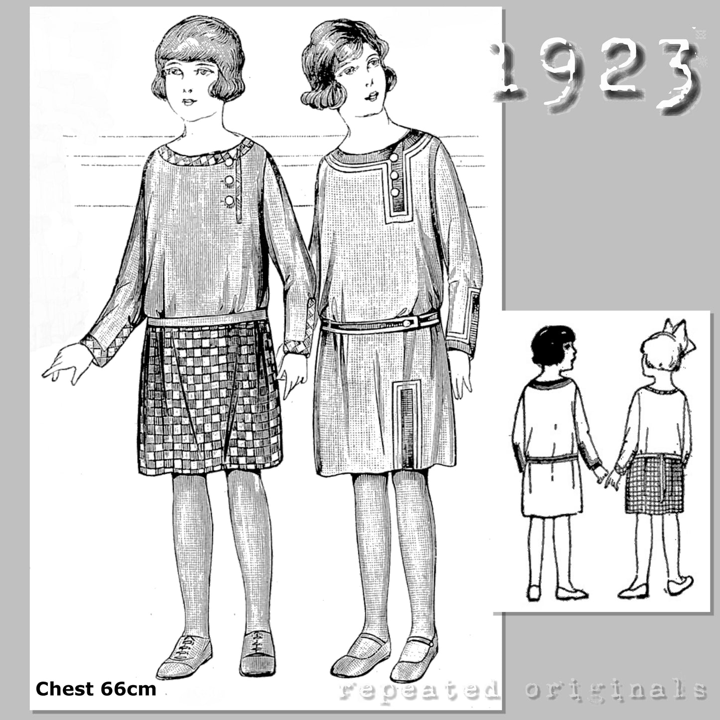 1923 Slip on Dress for Girl 4-6 Years Sewing Pattern - INSTANT DOWNLOAD PDF