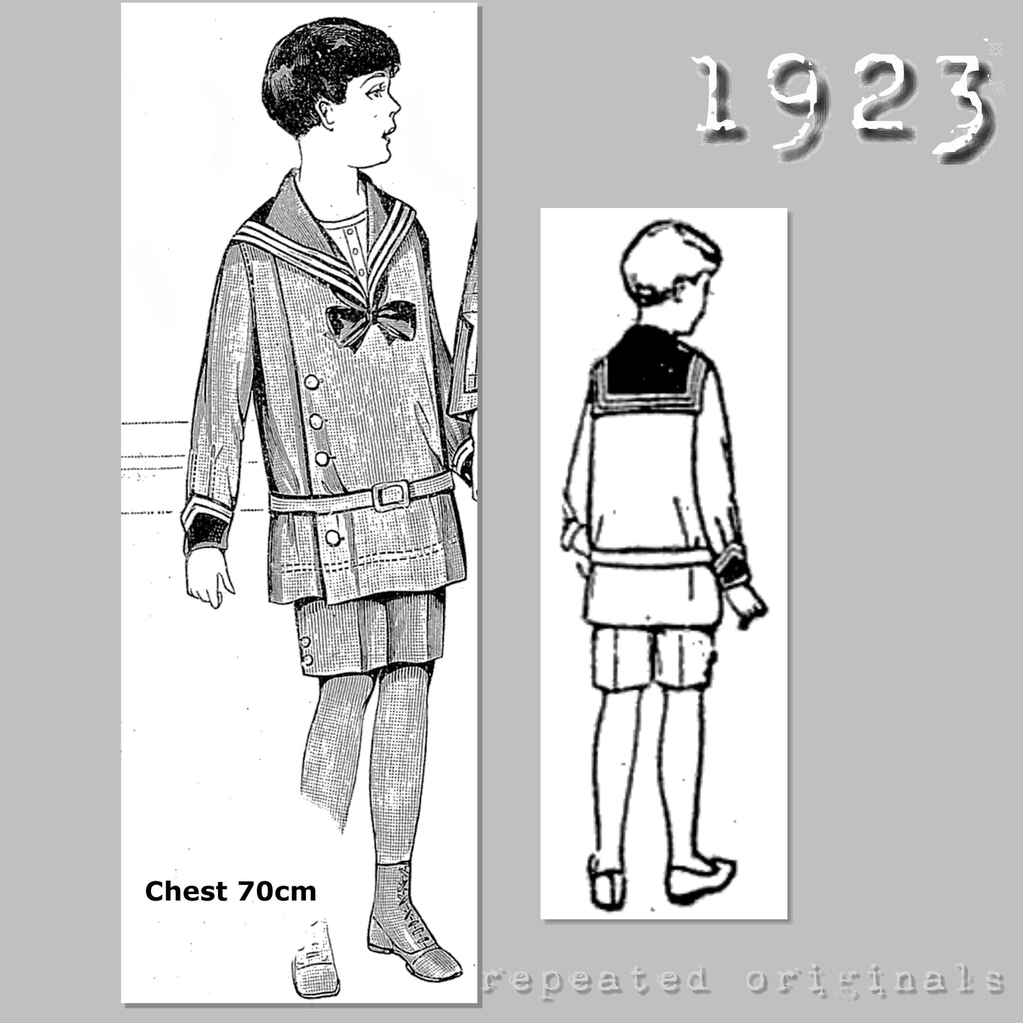 1923 Sailor Suit for Boy 6-8 Years Sewing Pattern - INSTANT DOWNLOAD PDF