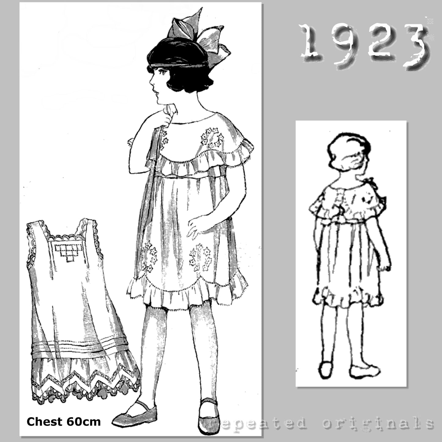 1923 Dress and Underdress for Girl 1-2 Years Sewing Pattern - INSTANT DOWNLOAD PDF