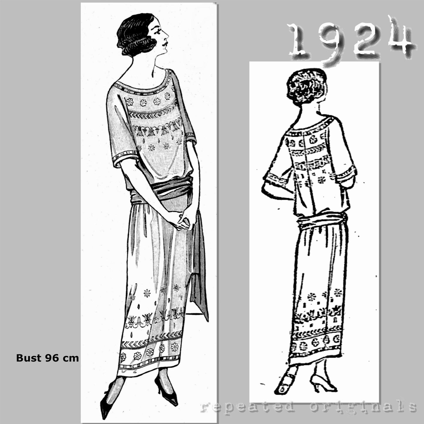 1924 Simple Dress Sewing Pattern - INSTANT DOWNLOAD PDF