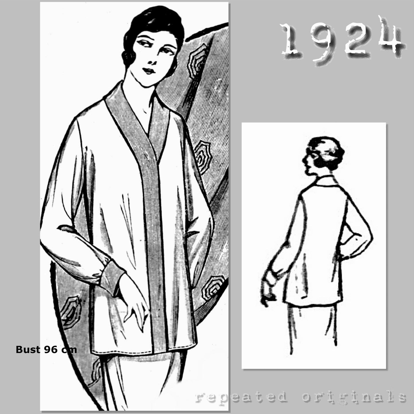 1924 Nightjacket with Shaped Trim Sewing Pattern - INSTANT DOWNLOAD PDF
