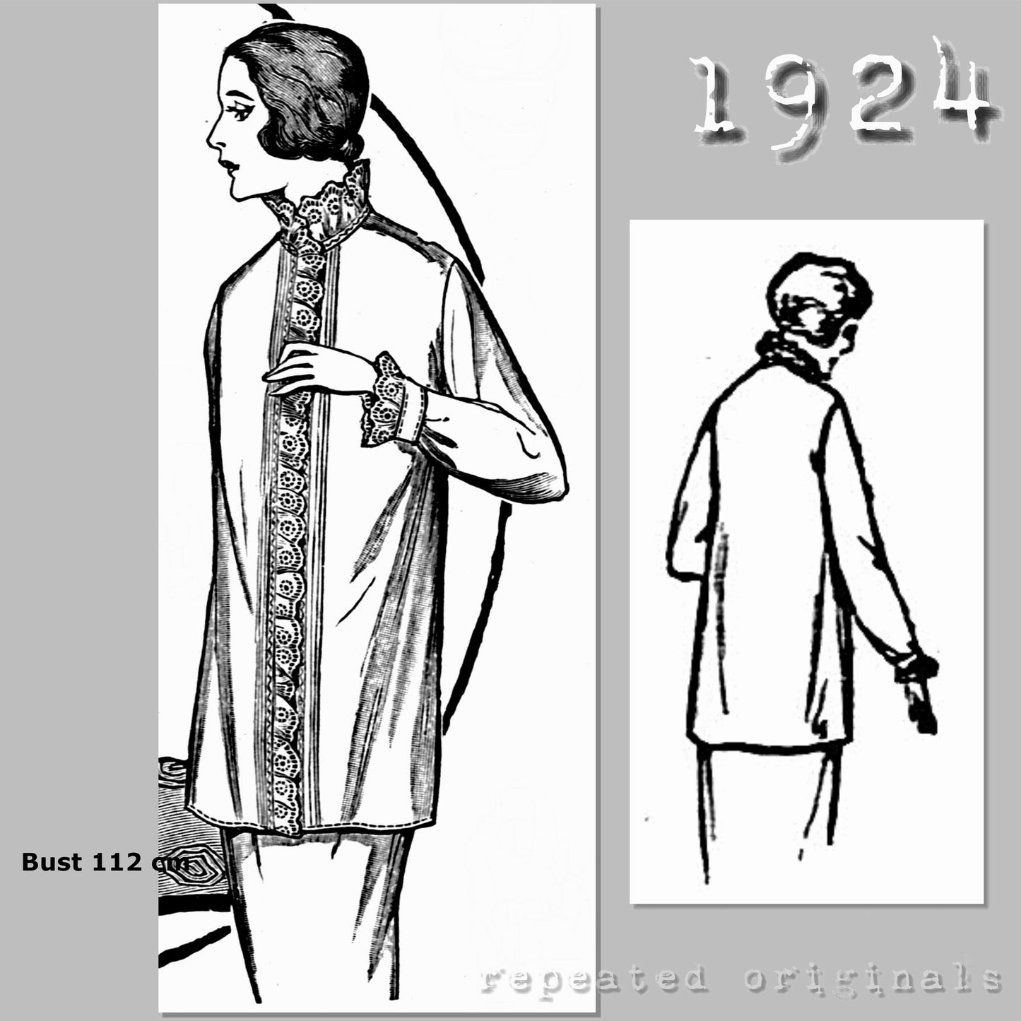 1924 Night Jacket Sewing Pattern - INSTANT DOWNLOAD PDF