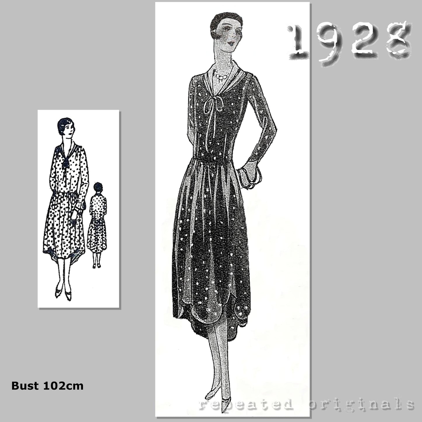 1928 Afternoon Dress Sewing Pattern - INSTANT DOWNLOAD PDF