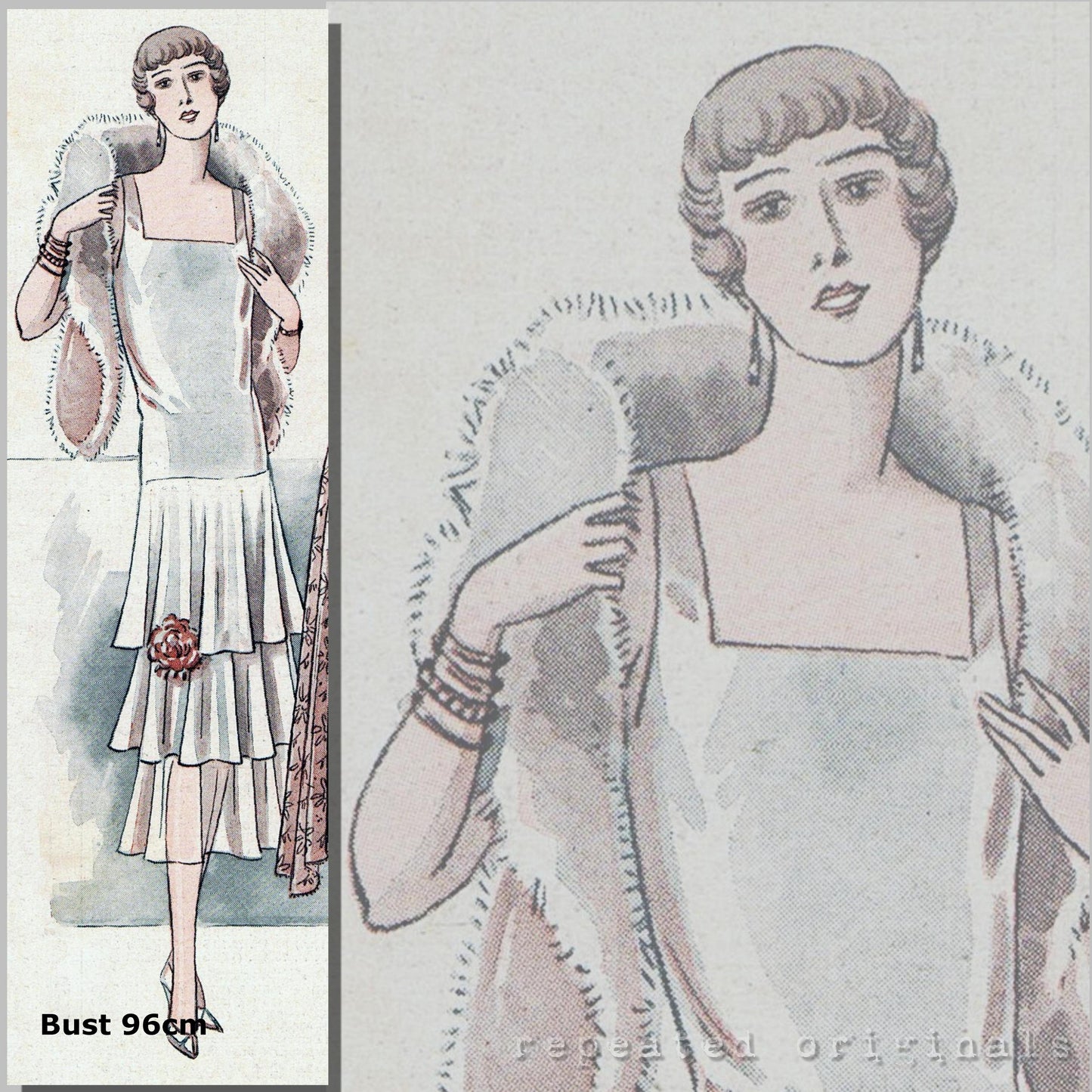1929 Evening Dress Sewing Pattern - INSTANT DOWNLOAD PDF