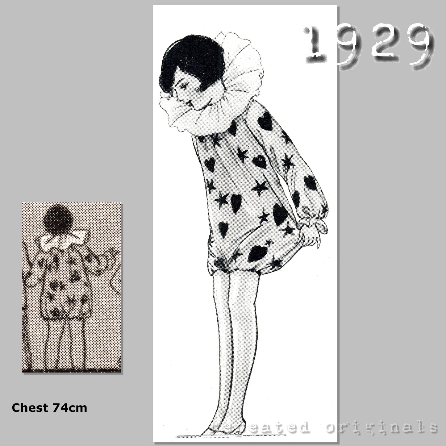 1929 Pierrette Costume for Girls 8-10 Years Sewing Pattern - INSTANT DOWNLOAD PDF