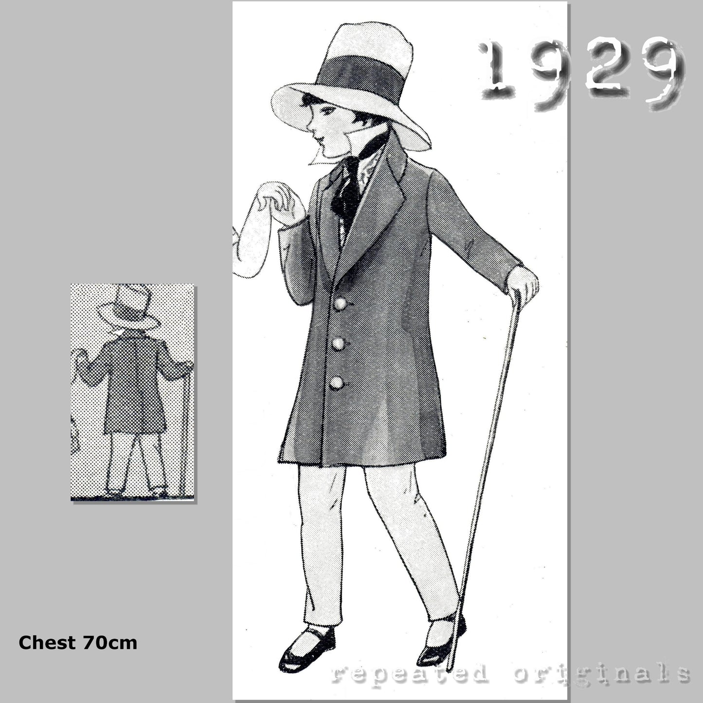 1929 Biedermeier Costume for Boy 6-8 Years Sewing Pattern - INSTANT DOWNLOAD PDF