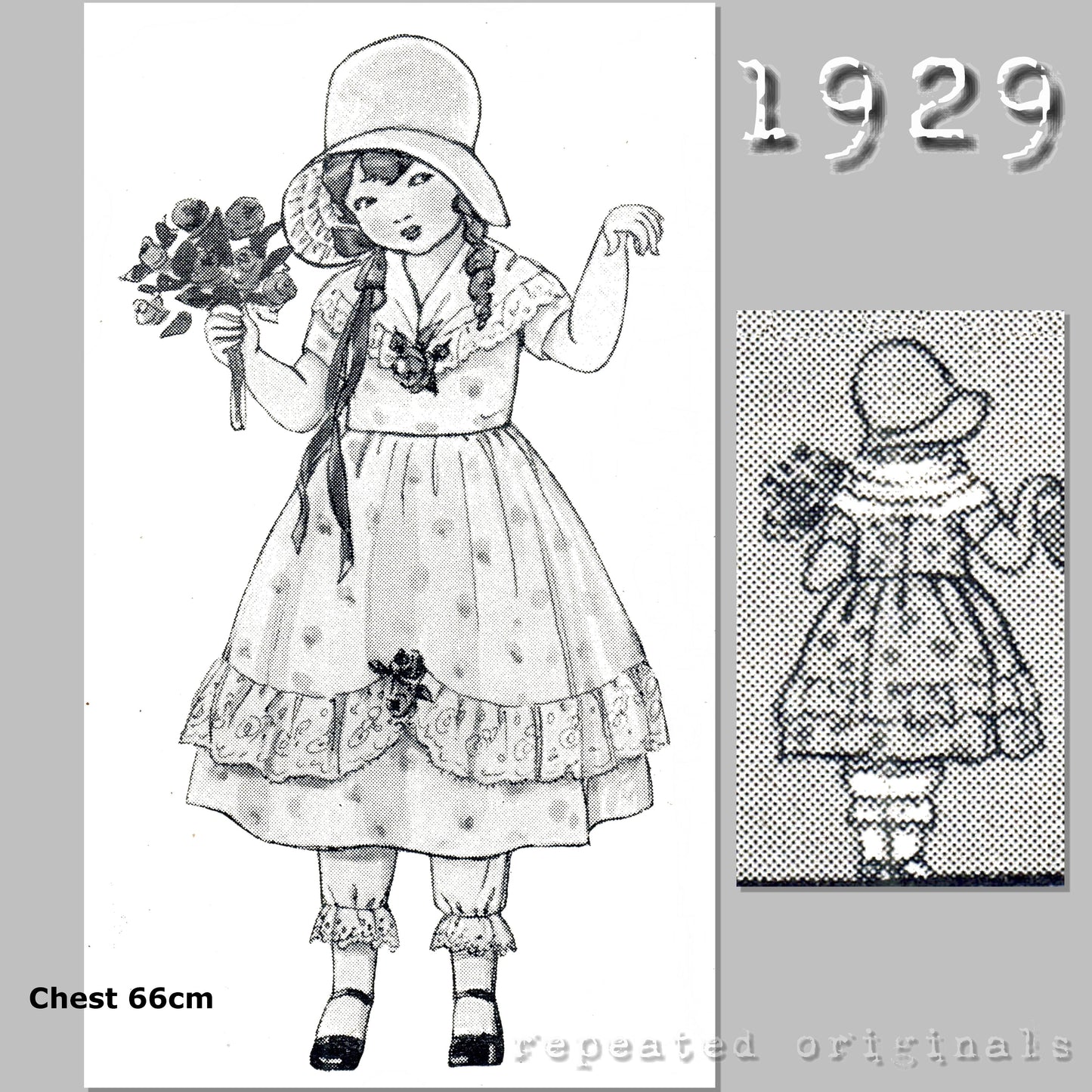 1929 Biedermeier Costume for Girls 4-6 years Sewing Pattern - INSTANT DOWNLOAD PDF