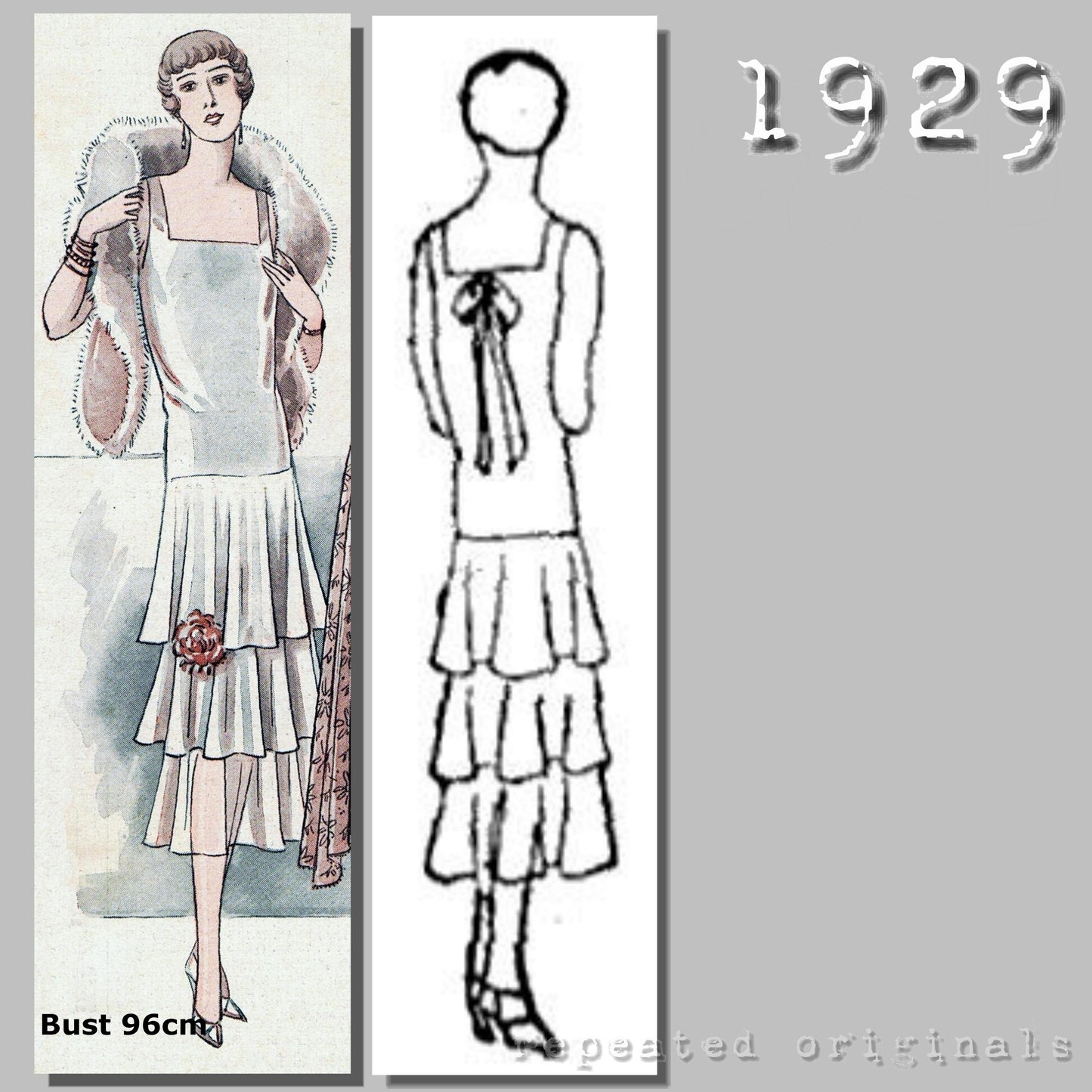 1929 Evening Dress Sewing Pattern - INSTANT DOWNLOAD PDF