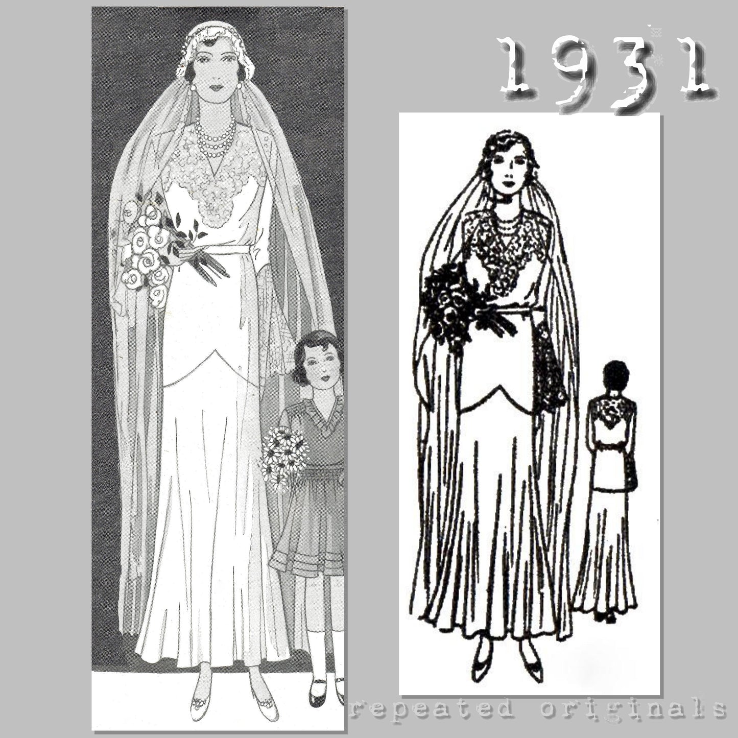 1931 Wedding Dress Sewing Pattern - INSTANT DOWNLOAD PDF