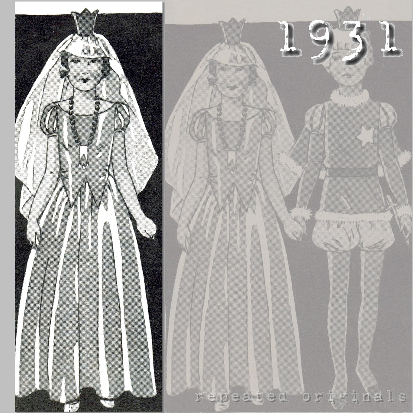 1931 Fairytale Princess Costume for Girl 9 Years Sewing Pattern - INSTANT DOWNLOAD PDF