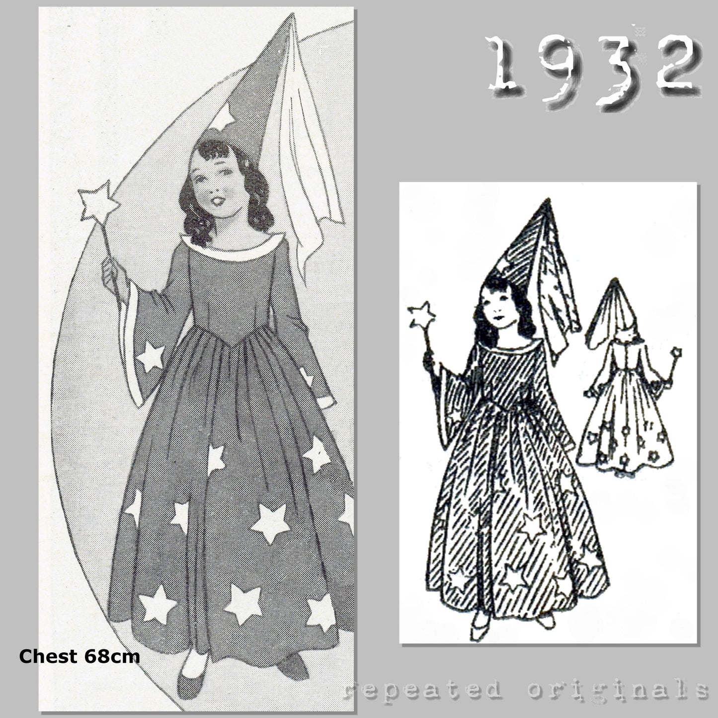 1932 Princess Costume for Girl 7 Years Sewing Pattern - INSTANT DOWNLOAD PDF