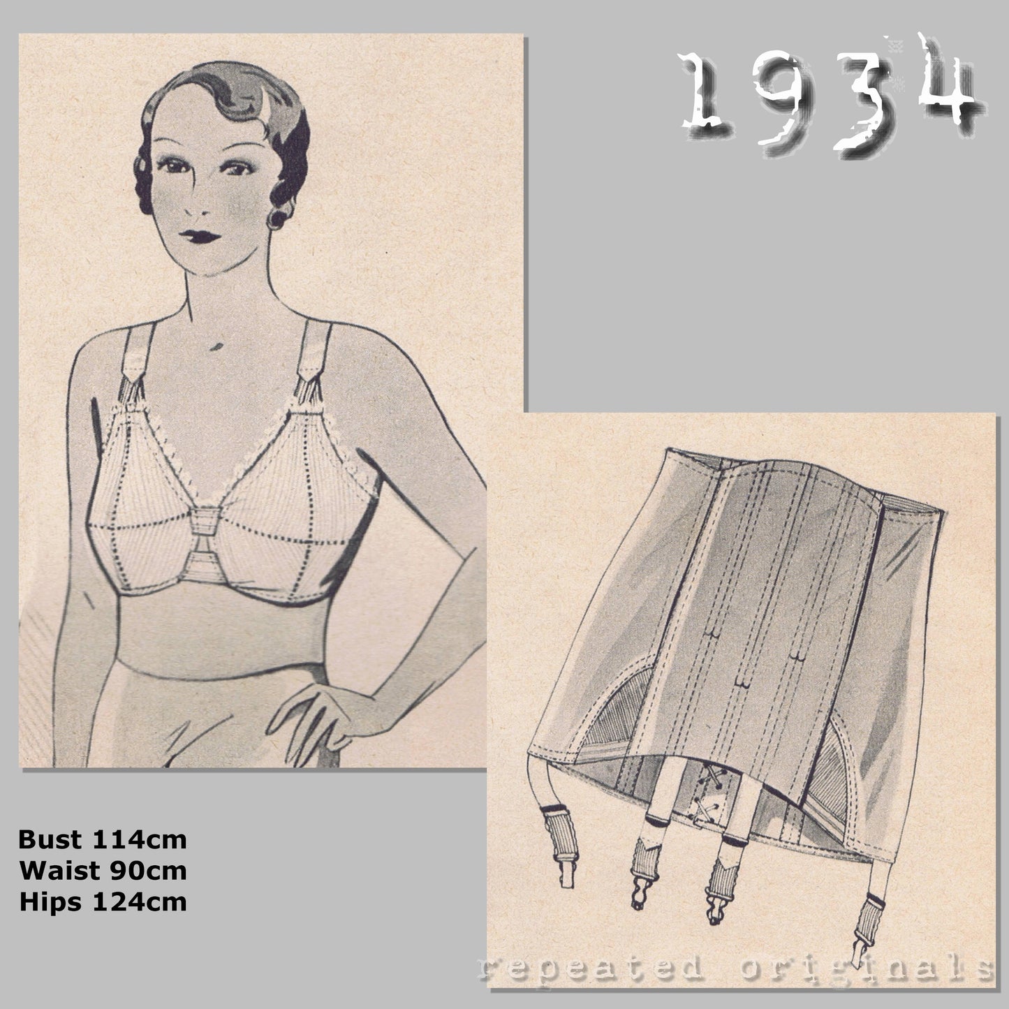 1934 Bra and Girdle Sewing Pattern - INSTANT DOWNLOAD PDF