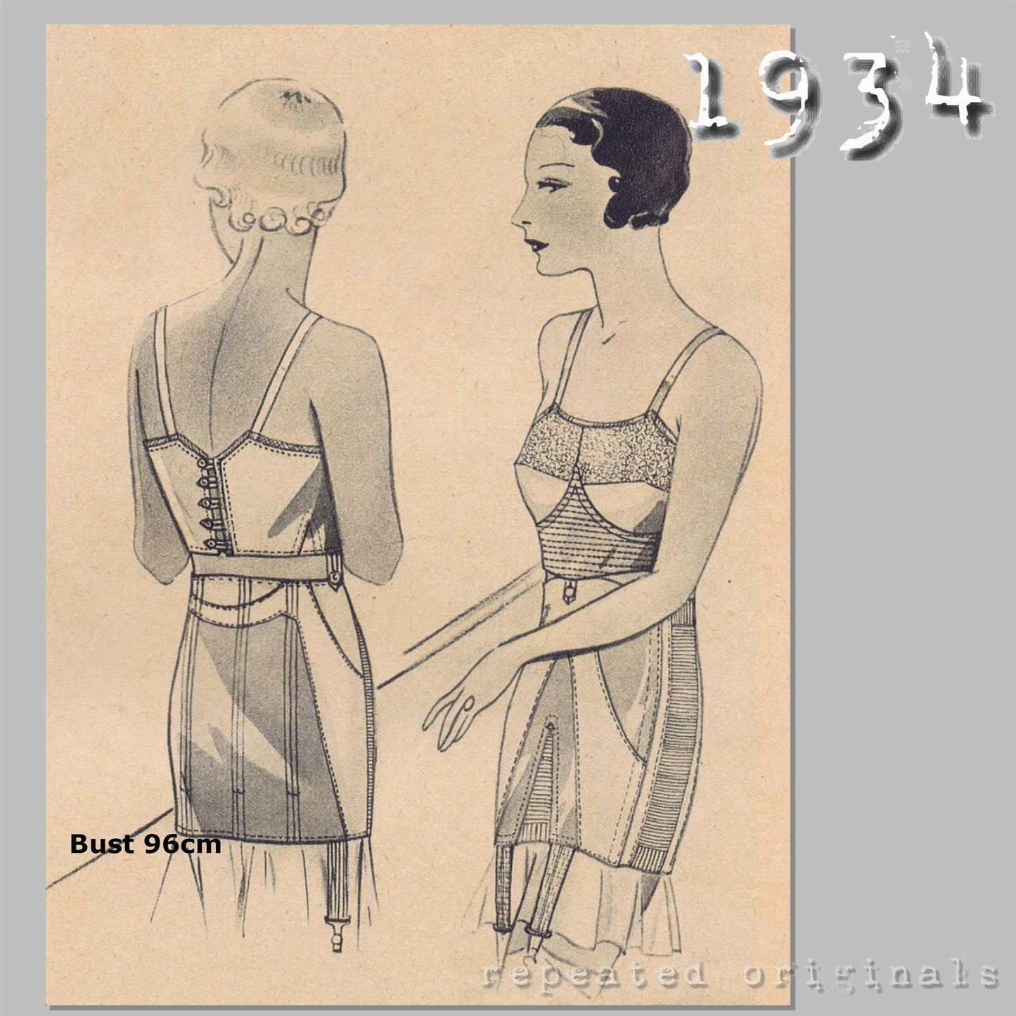1934 Bra and Girdle Sewing Pattern - INSTANT DOWNLOAD PDF