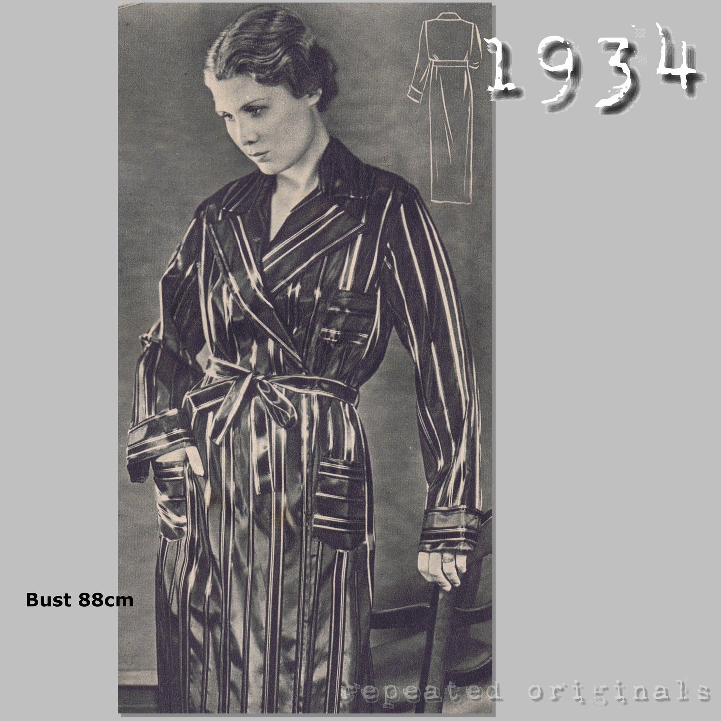 1934 Men's style Dressing Gown for Women Sewing Pattern - INSTANT DOWNLOAD PDF