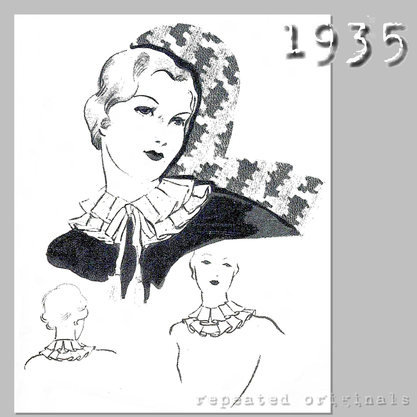 1935 Three Styles of Collars Sewing Pattern - INSTANT DOWNLOAD PDF