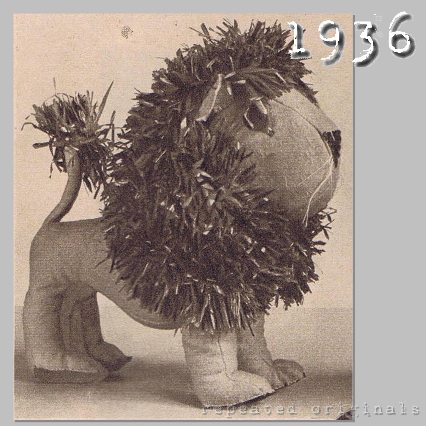 1936 Soft Toys Sewing Pattern (Lion, Dachshund, Elephant) - INSTANT DOWNLOAD PDF