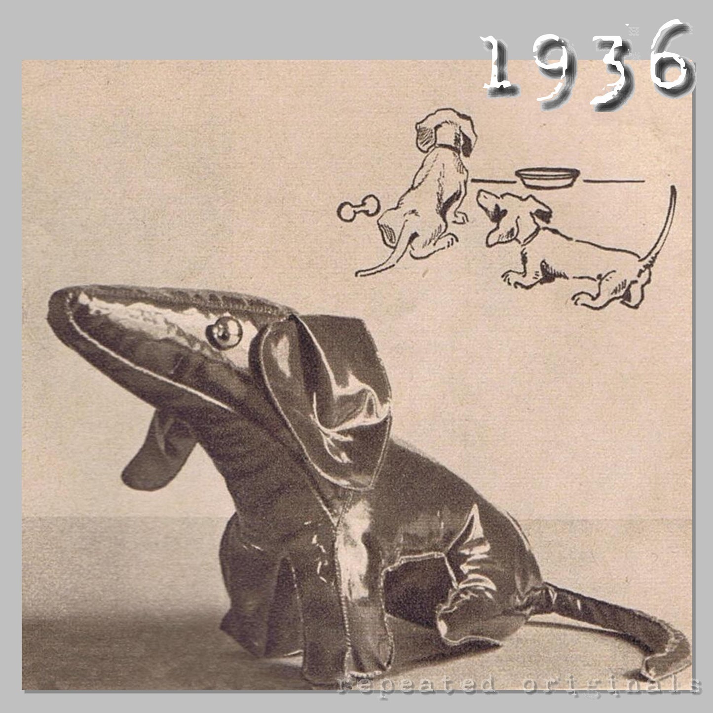 1936 Soft Toys Sewing Pattern (Lion, Dachshund, Elephant) - INSTANT DOWNLOAD PDF