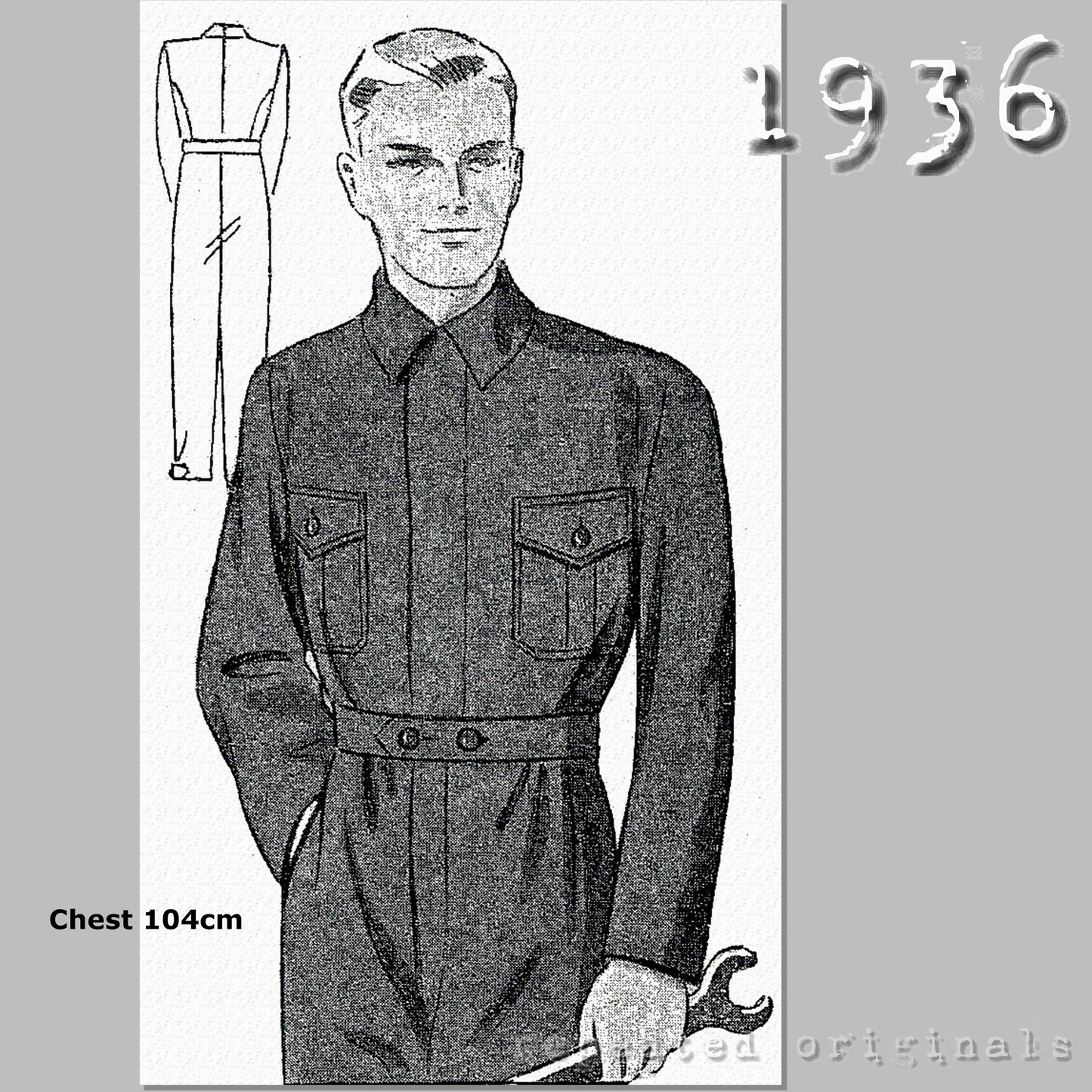 1936 Men's Overalls Sewing Pattern - INSTANT DOWNLOAD PDF